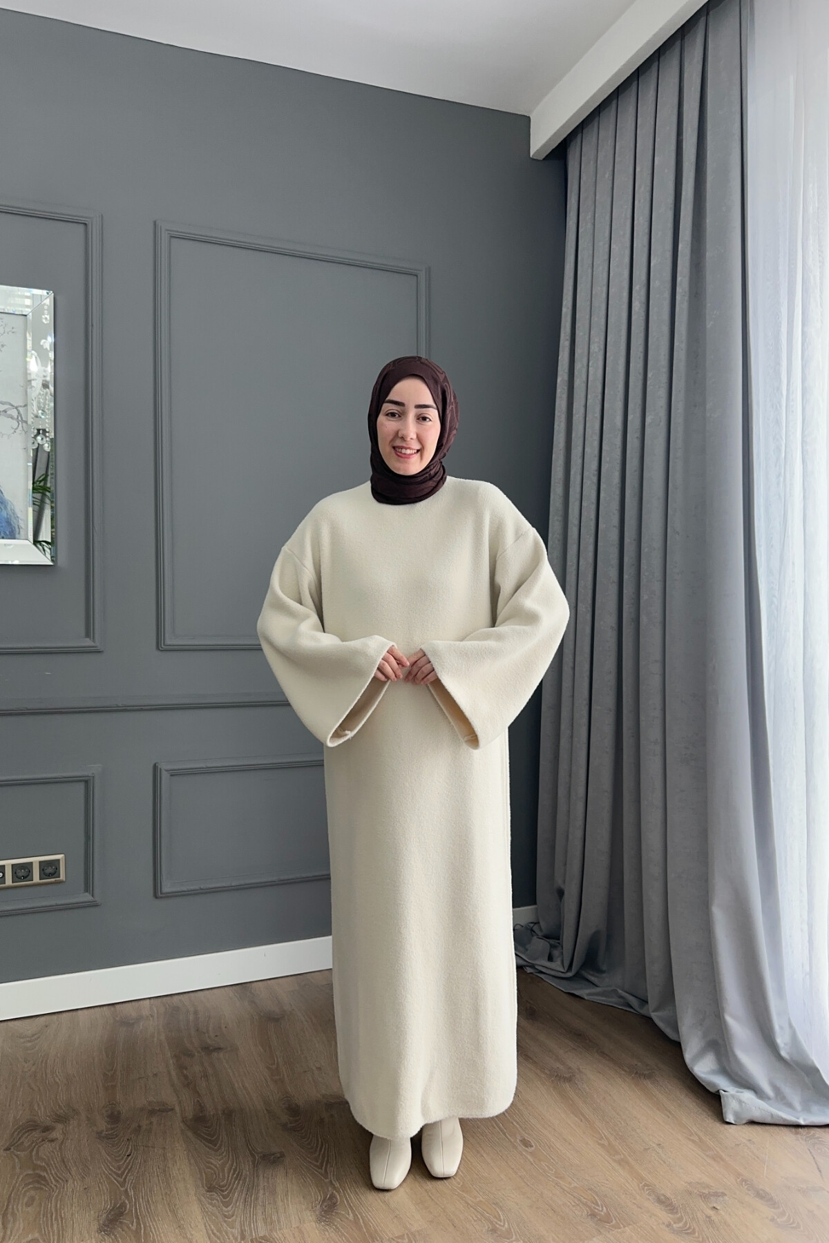 Angora Kumaş Premium Elbise Taş