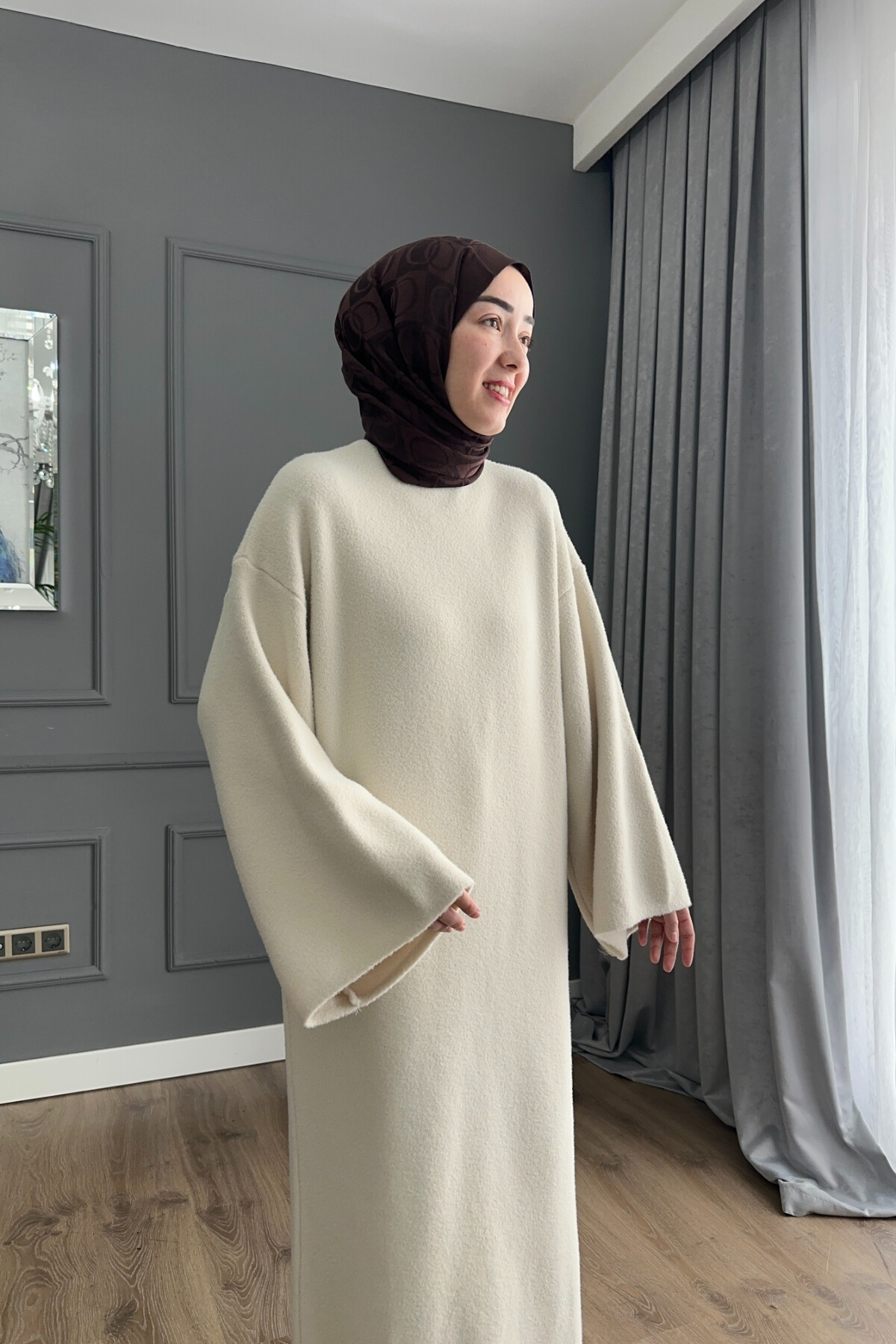 Angora Kumaş Premium Elbise Taş