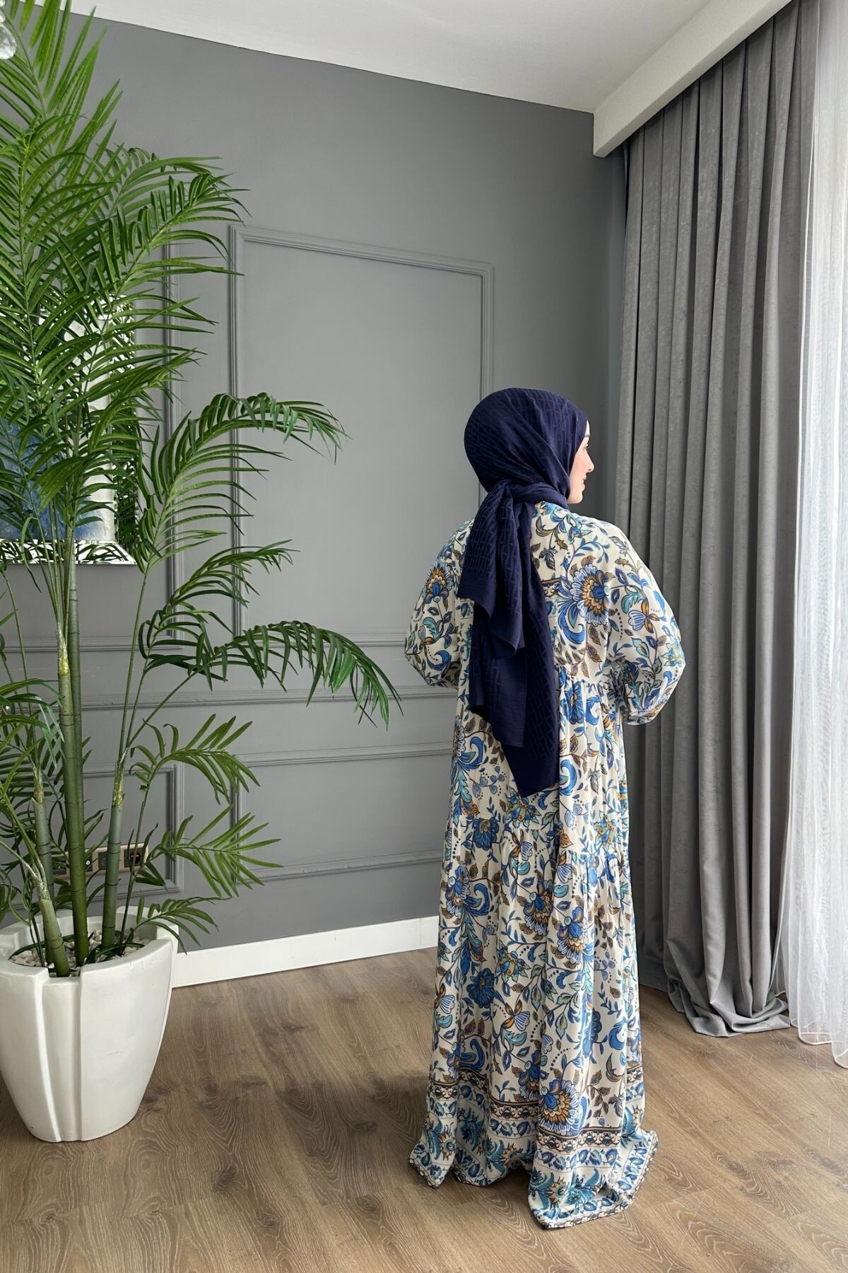 ARYA MODEL VİSKON KUMAŞ MAVİ