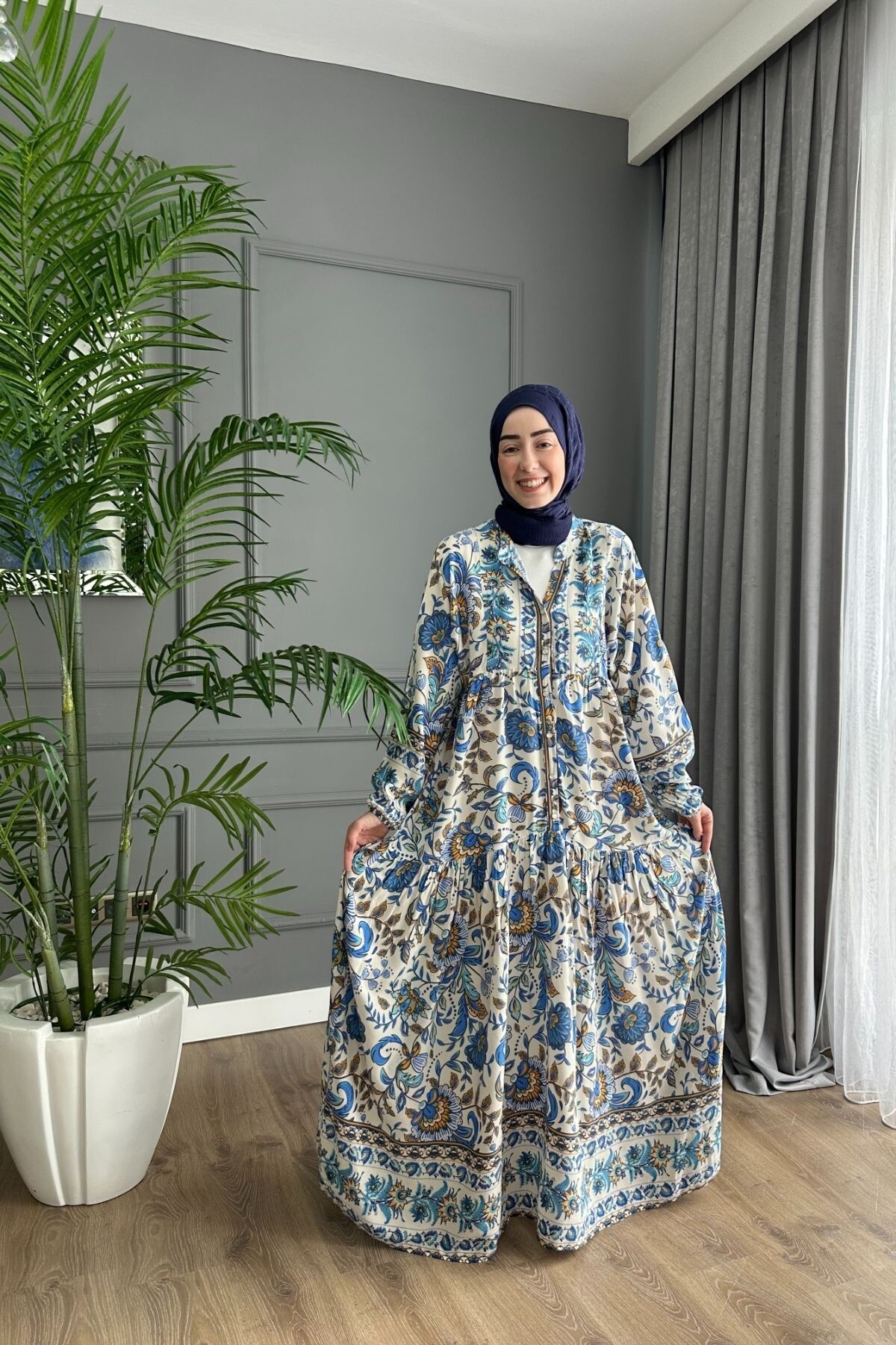 ARYA MODEL VİSKON KUMAŞ MAVİ