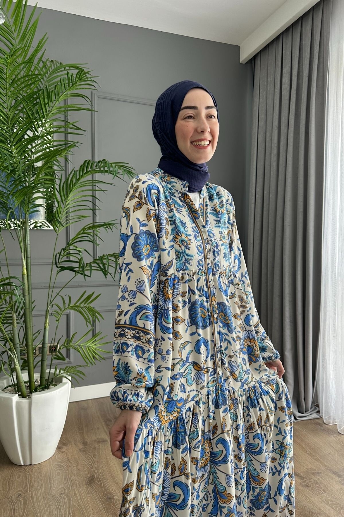 ARYA MODEL VİSKON KUMAŞ MAVİ