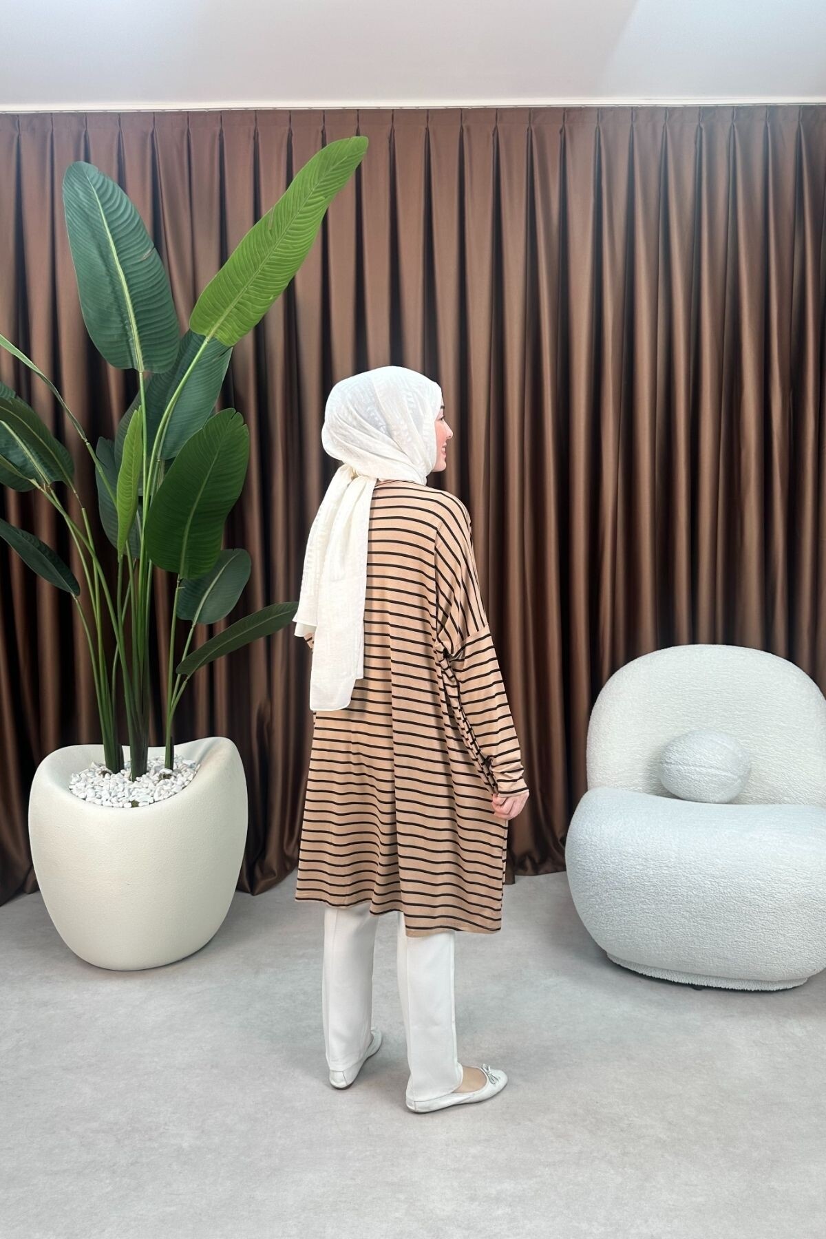 ÇİZGİLİ TUNİK 723 CAMEL