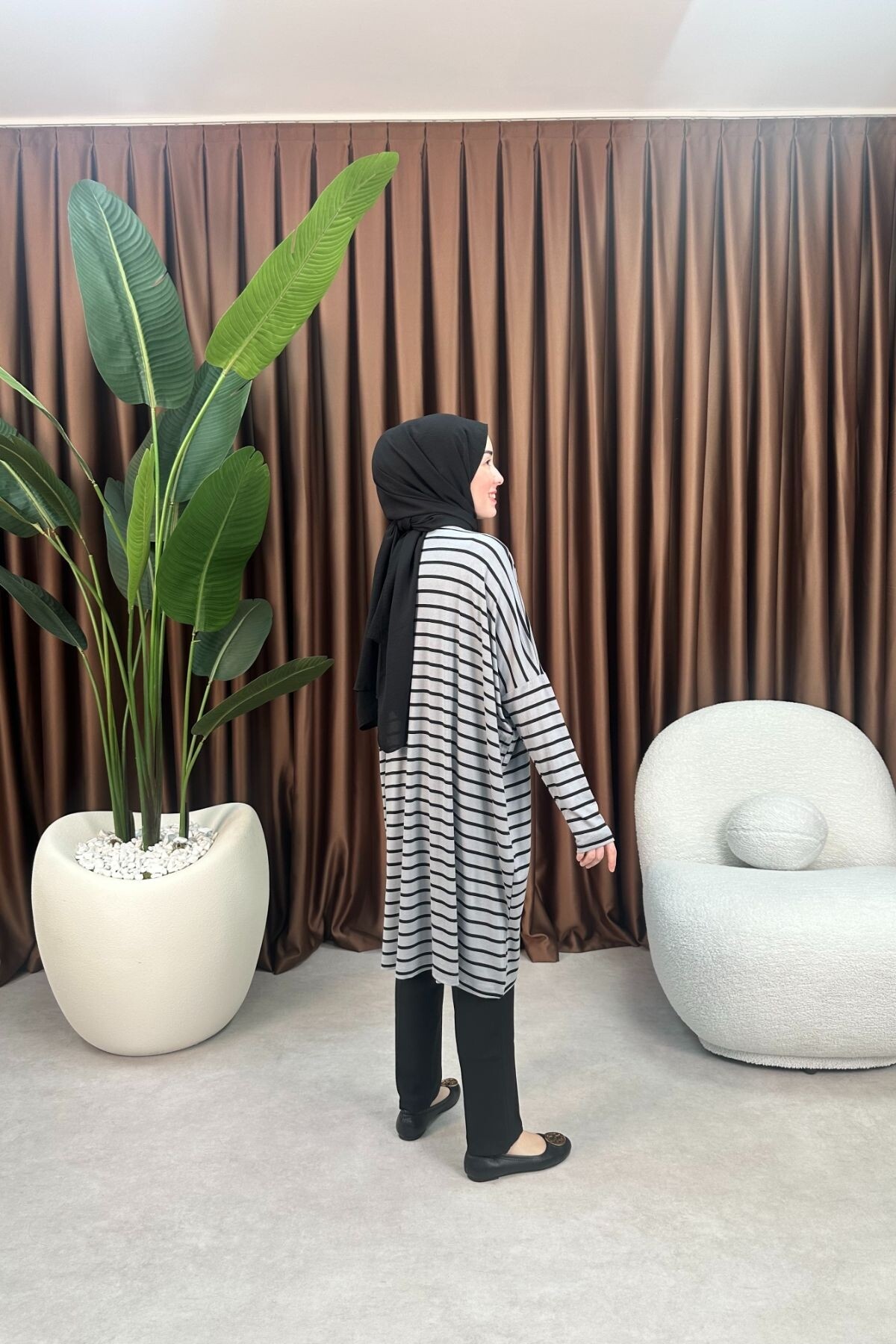 ÇİZGİLİ TUNİK 723 GRİ