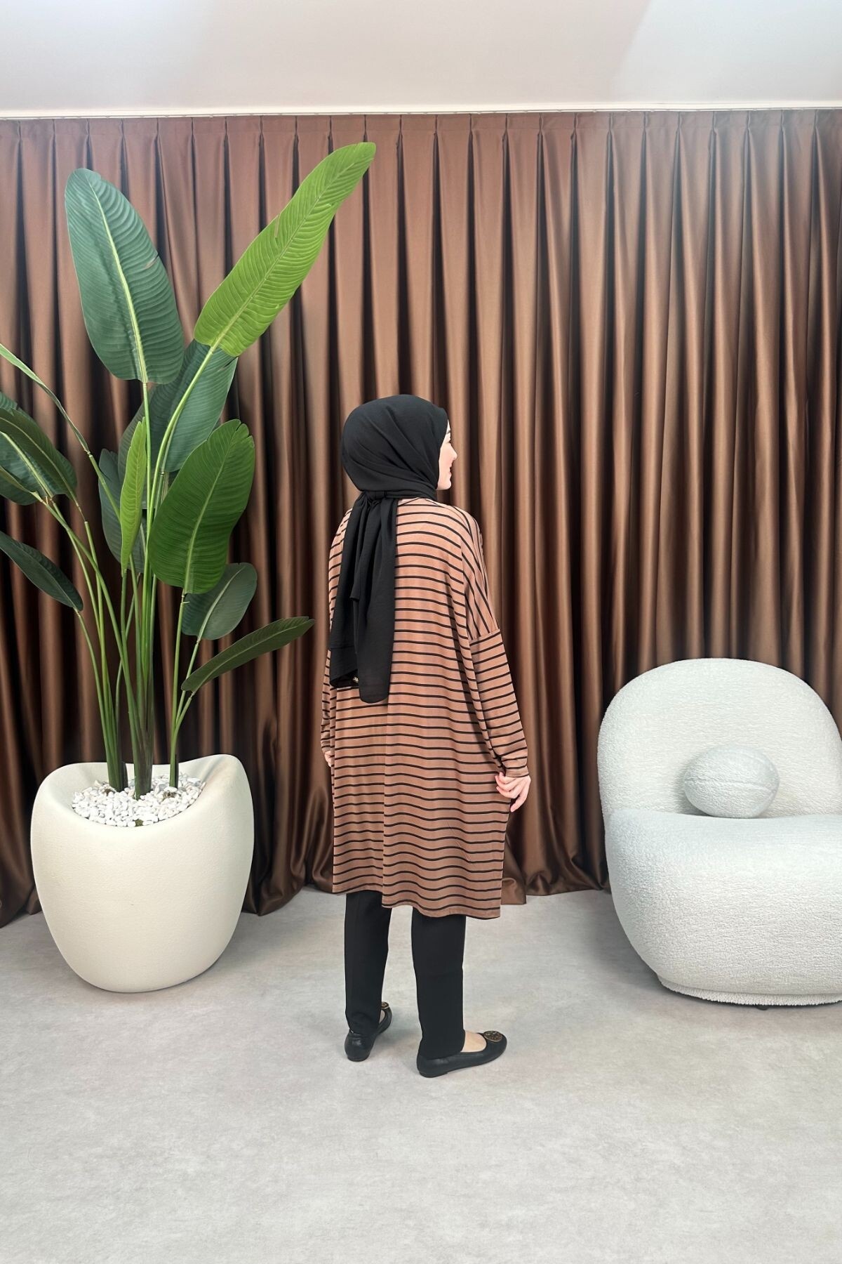 ÇİZGİLİ TUNİK 723 KAHVE