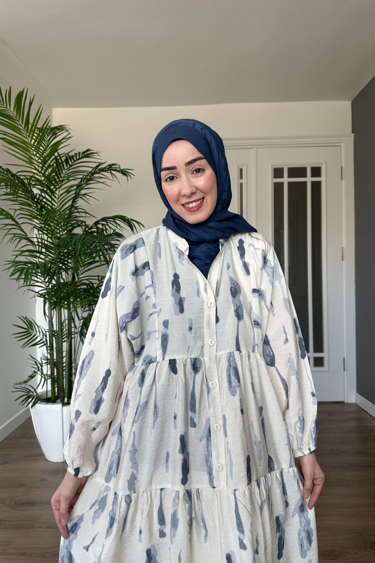 DAMGA MODEL MANGO KUMAŞ ELBİSE GRİ