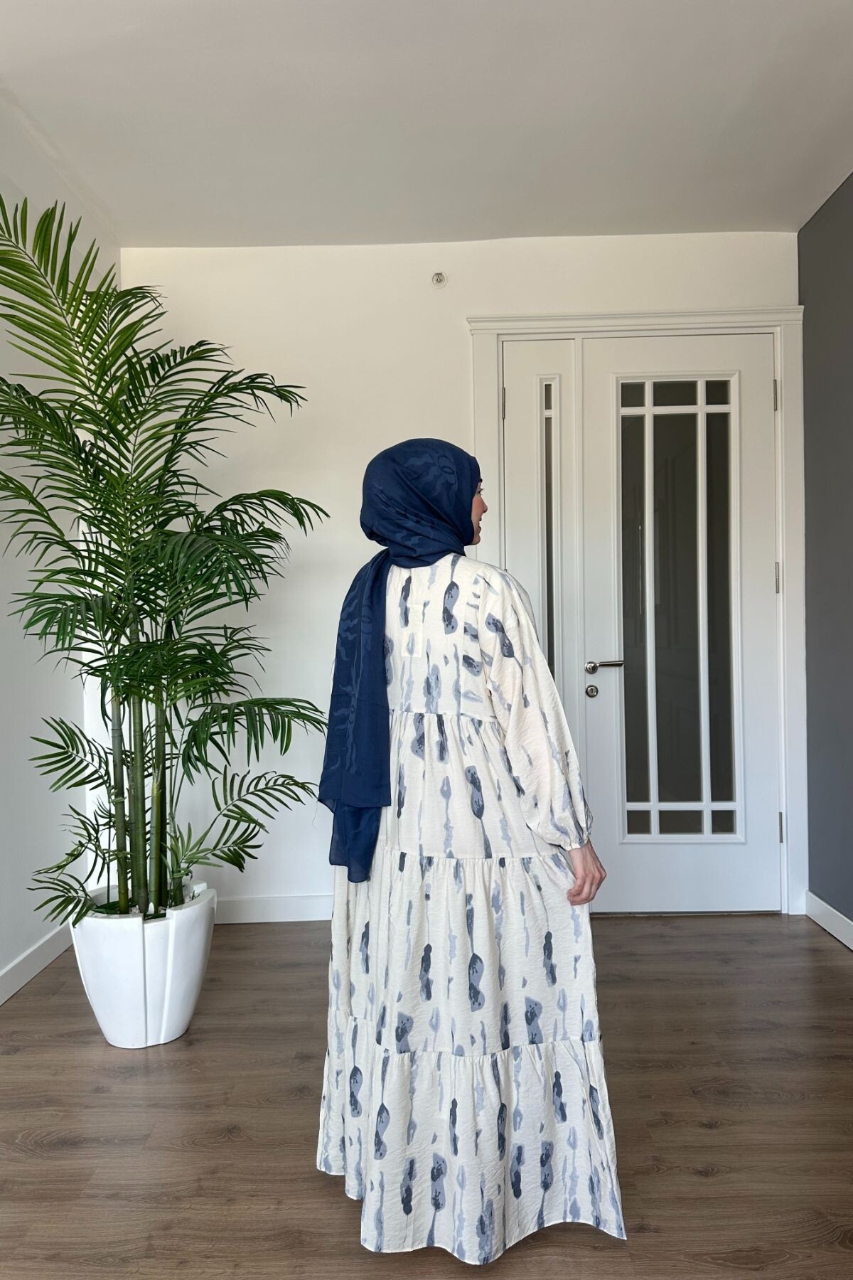 DAMGA MODEL MANGO KUMAŞ ELBİSE GRİ