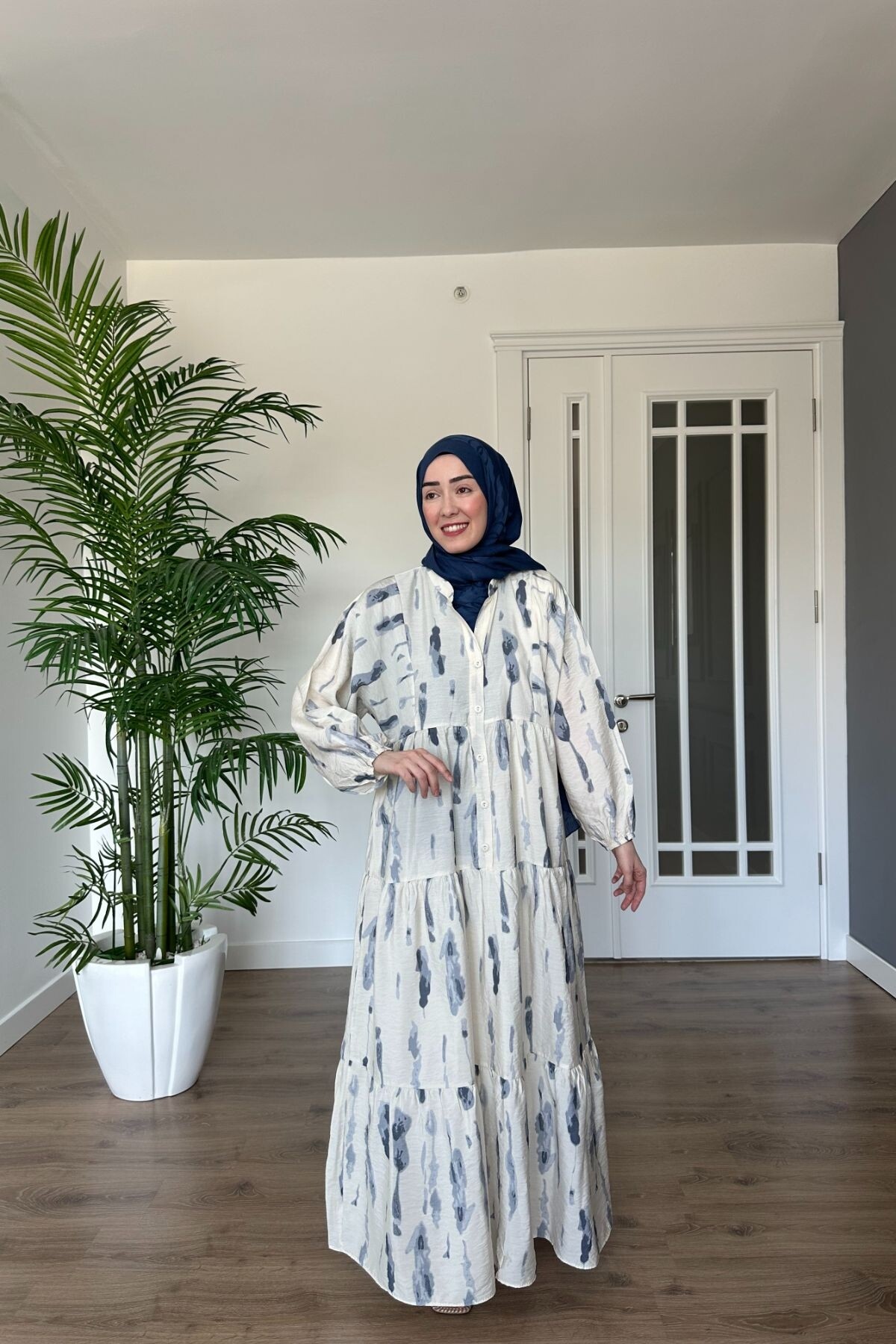 DAMGA MODEL MANGO KUMAŞ ELBİSE GRİ