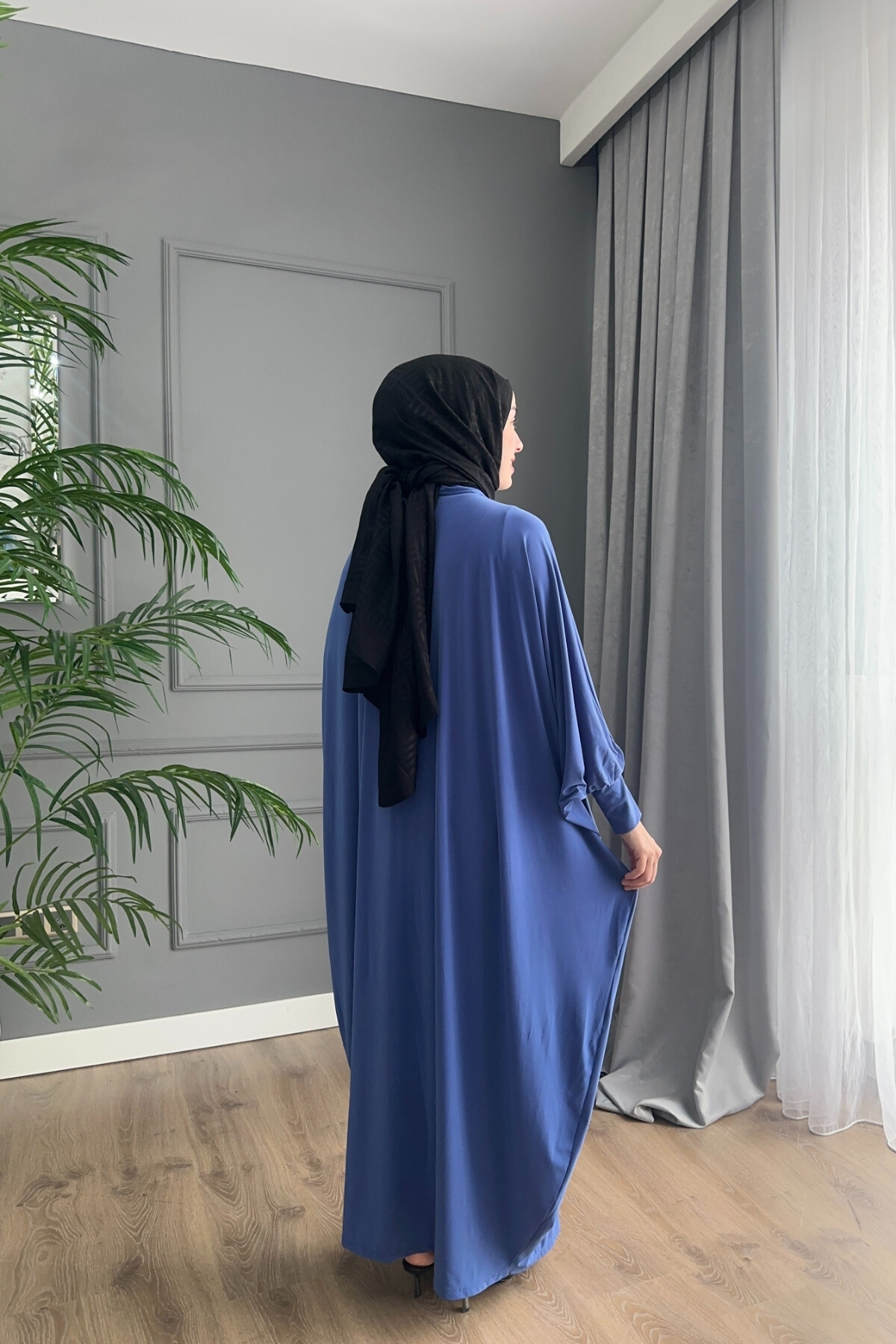 DÜĞMELİ FERACE ELBİSE 1723 İNDİGO