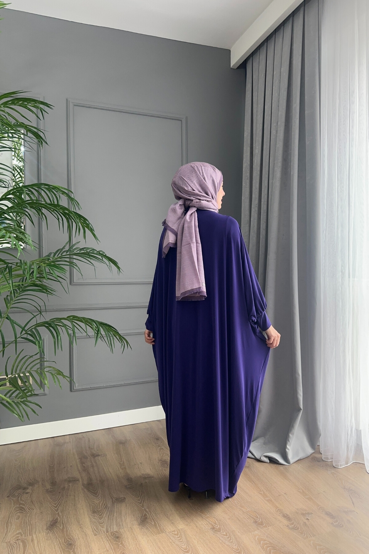 DÜĞMELİ FERACE ELBİSE 1723 MOR