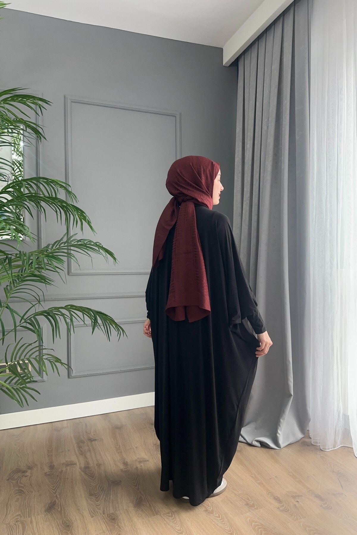 DÜĞMELİ FERACE ELBİSE 1723 SİYAH