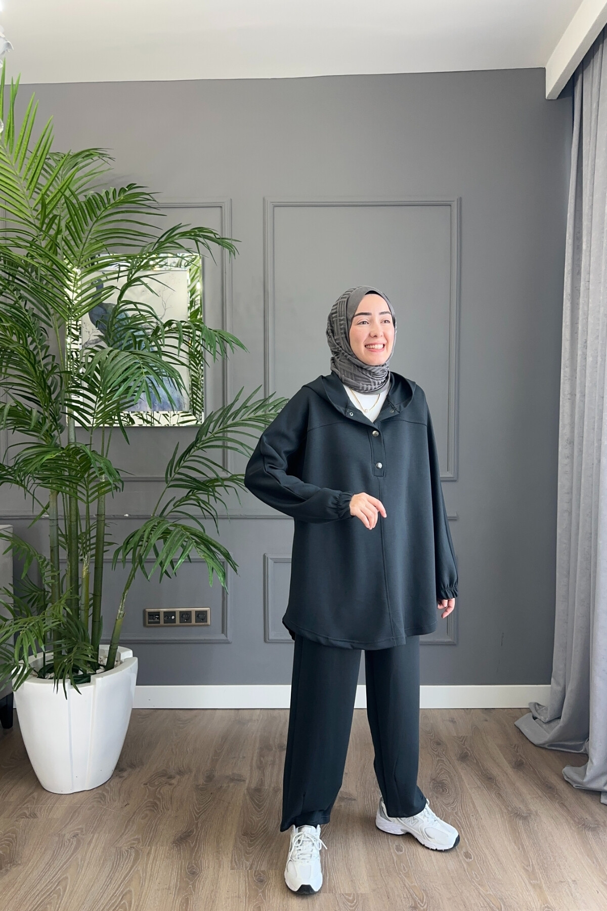 DÜĞMELİ OYSHO TAKIM 3049 ANTRASİT