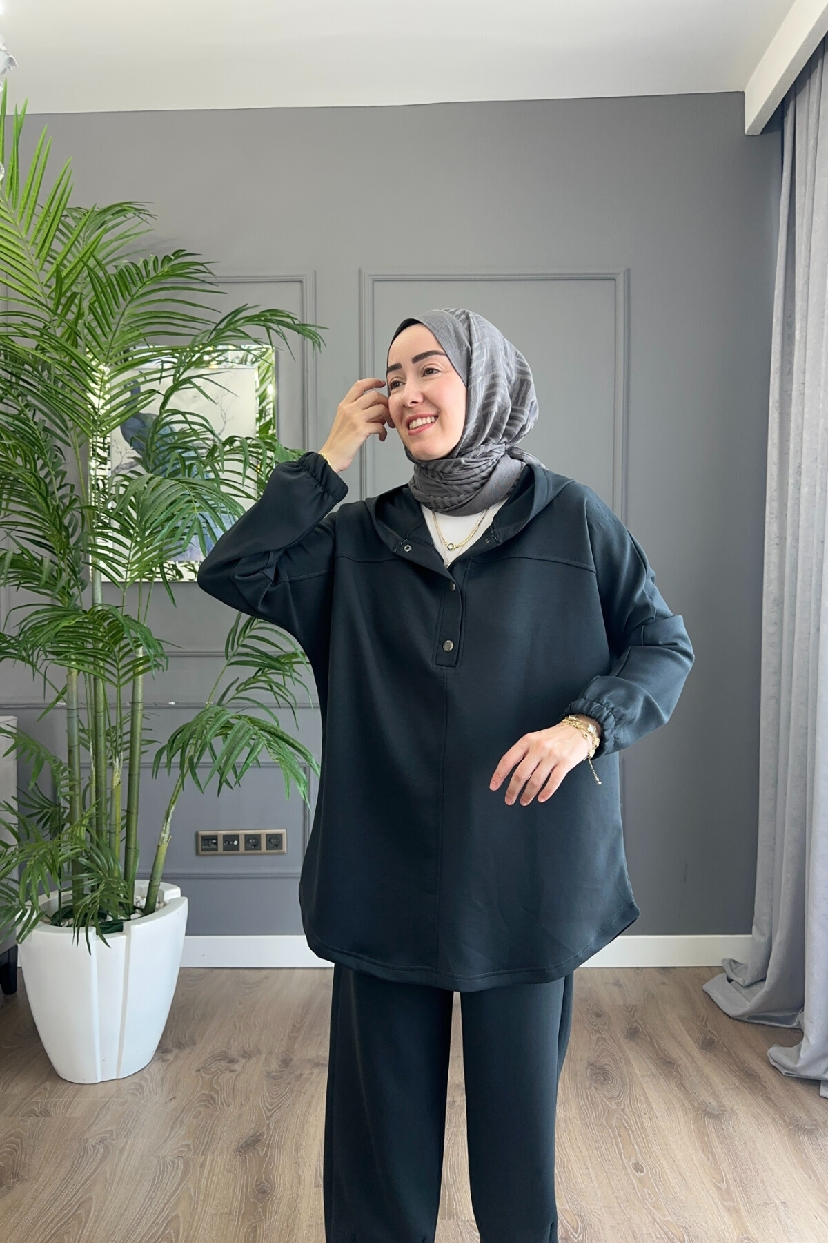 DÜĞMELİ OYSHO TAKIM 3049 ANTRASİT