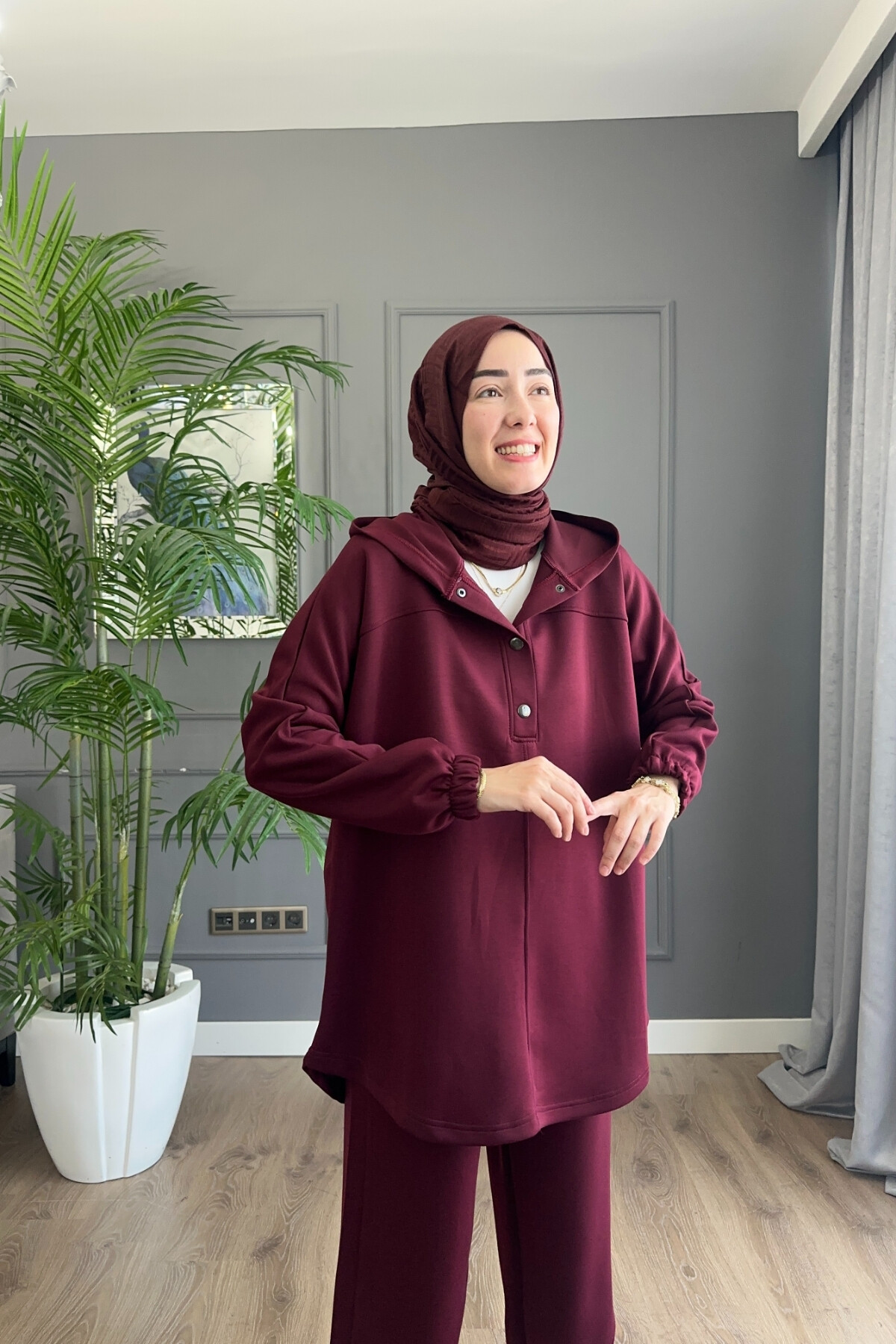 DÜĞMELİ OYSHO TAKIM 3049 BORDO