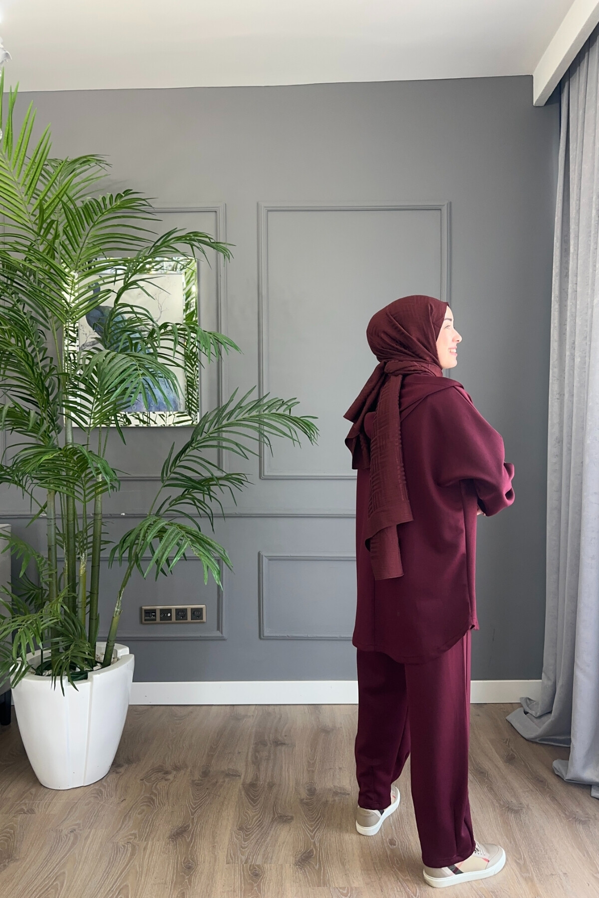 DÜĞMELİ OYSHO TAKIM 3049 BORDO