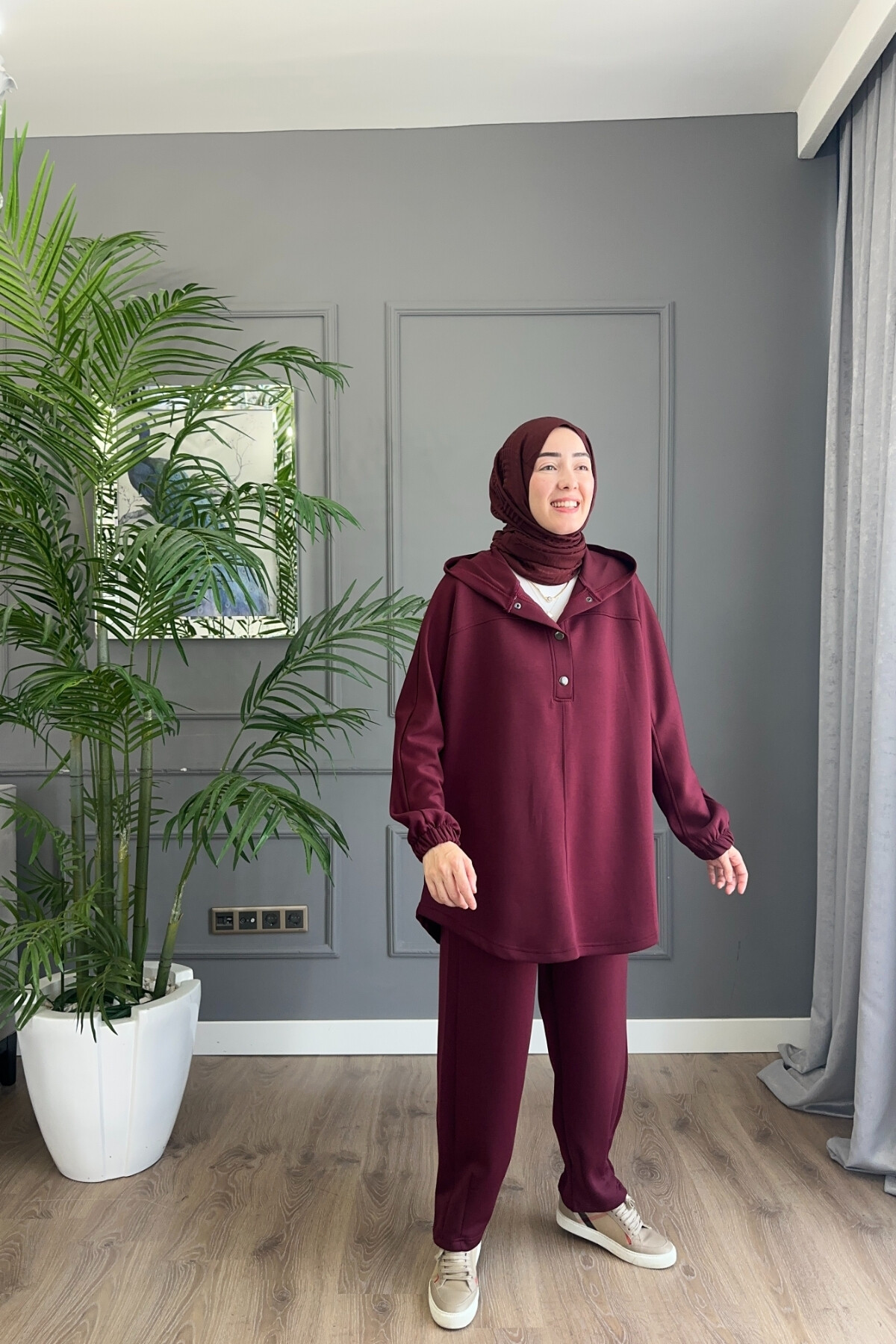 DÜĞMELİ OYSHO TAKIM 3049 BORDO