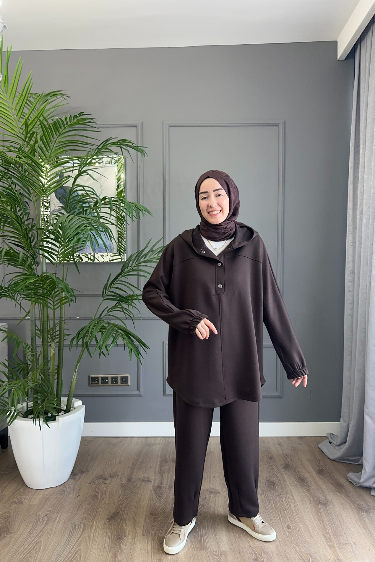 DÜĞMELİ OYSHO TAKIM 3049 KAHVE ÖN SİPARİŞ 