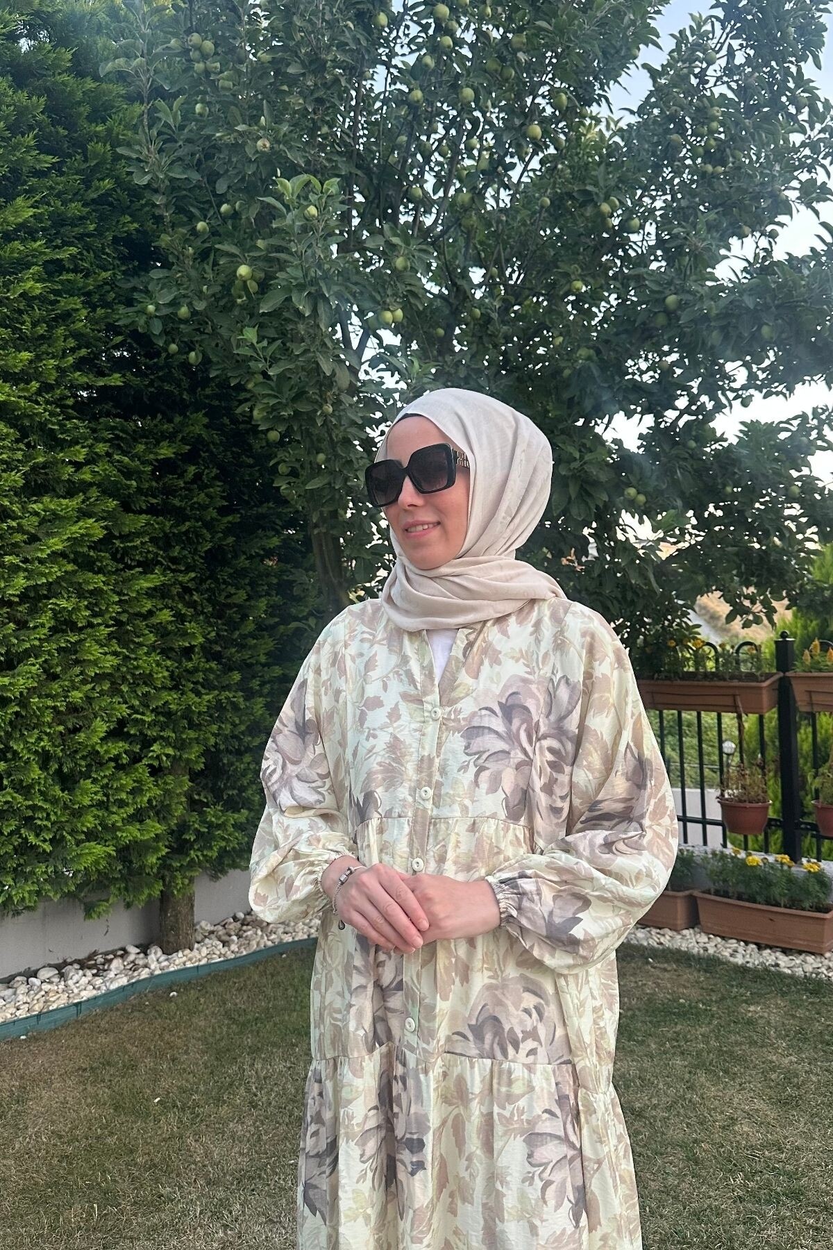 FRECİA MODEL MANGO KUMAŞ ELBİSE BEJ