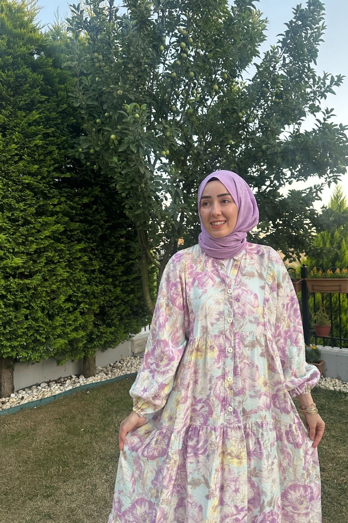 FRECİA MODEL MANGO KUMAŞ ELBİSE LİLA