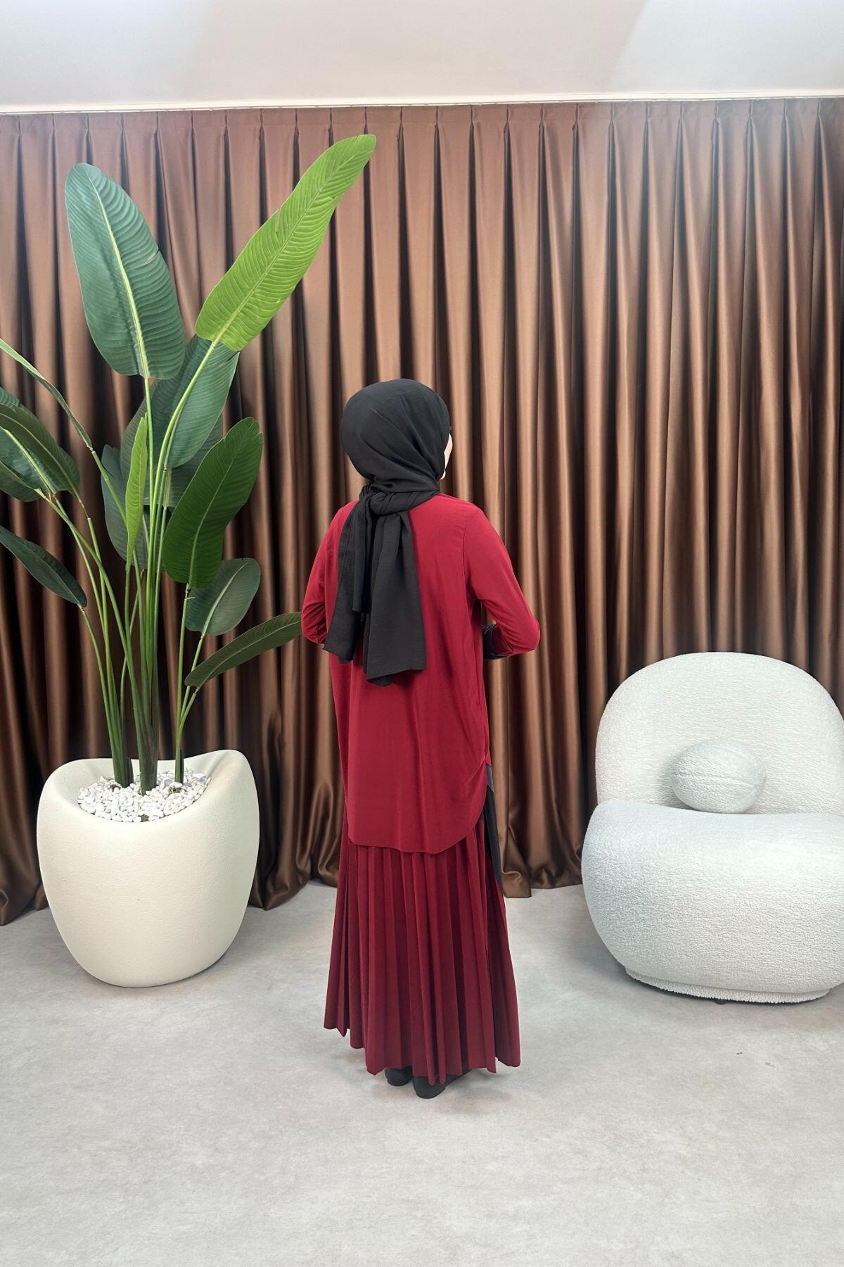 GARNİLİ DESEN SANDY ETEK TAKIM 4145 BORDO