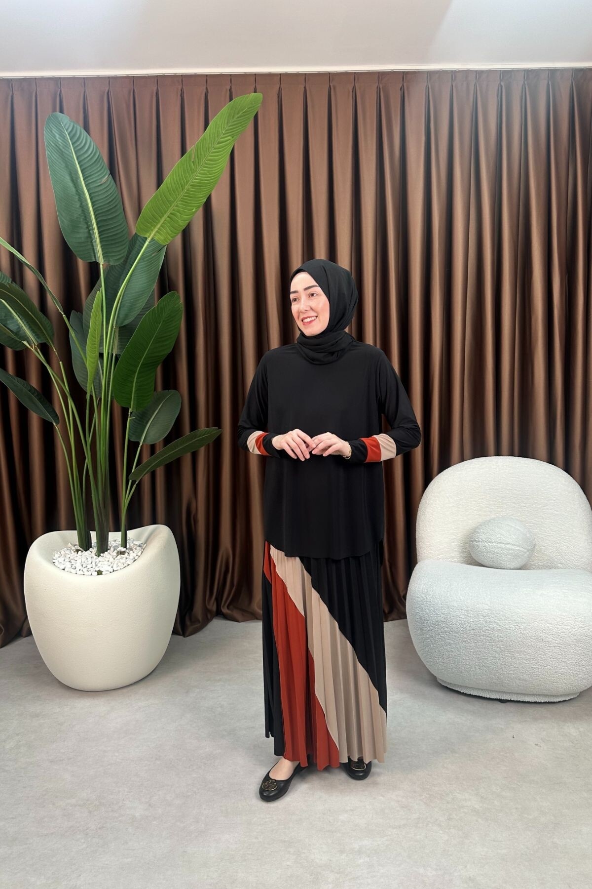 GARNİLİ DESEN SANDY ETEK TAKIM 4145 SİYAH