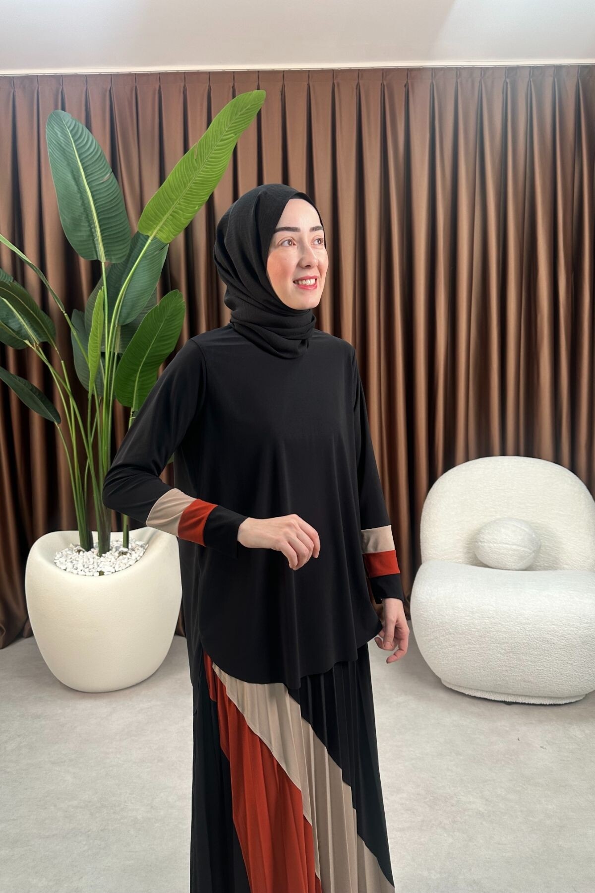 GARNİLİ DESEN SANDY ETEK TAKIM 4145 SİYAH