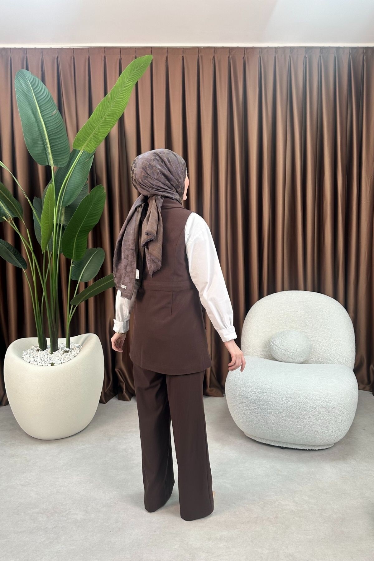 GOFRE YELEKLİ TAKIM 3043 KAHVE