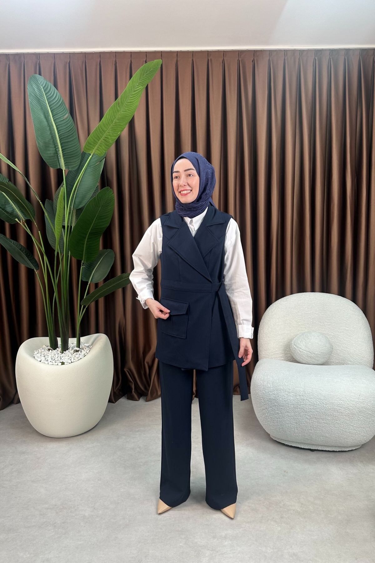 GOFRE YELEKLİ TAKIM 3043 LACİVERT