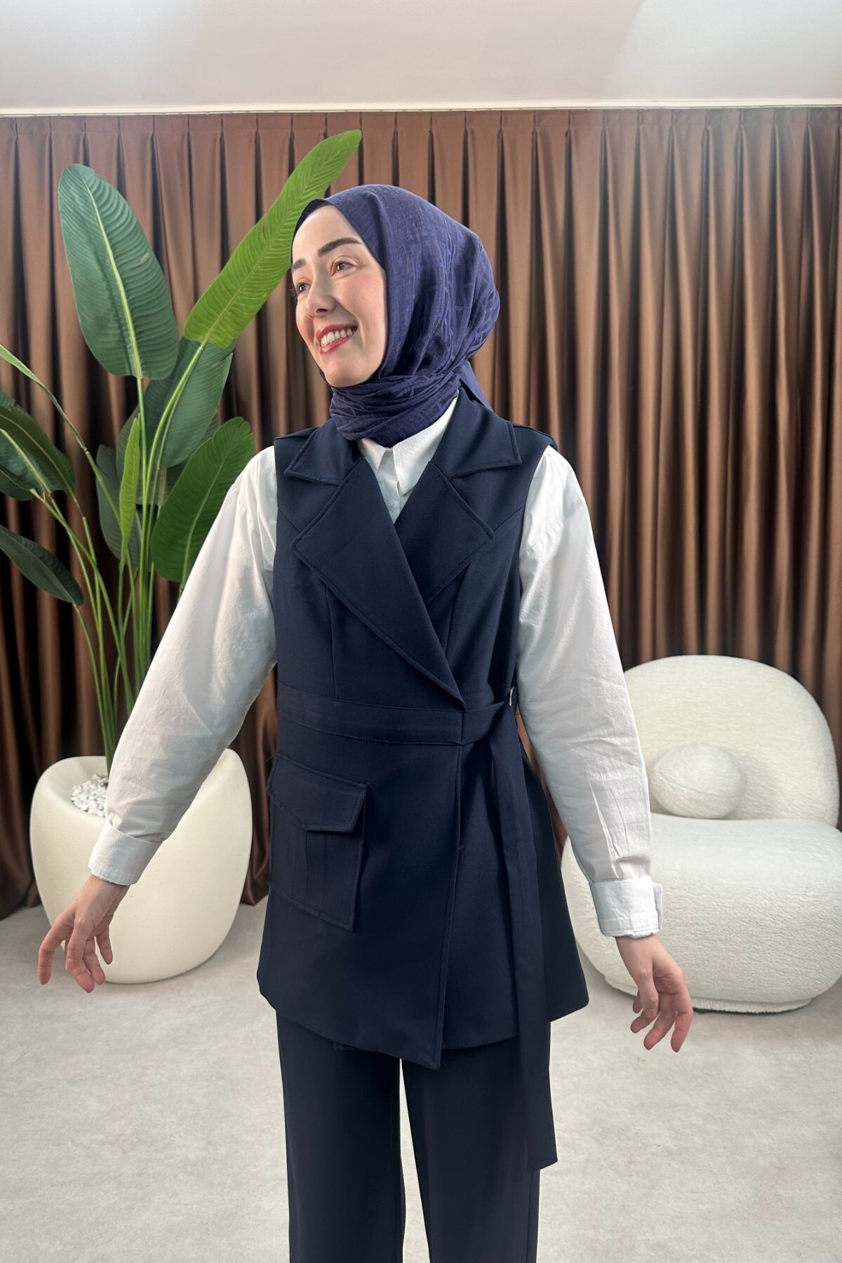 GOFRE YELEKLİ TAKIM 3043 LACİVERT