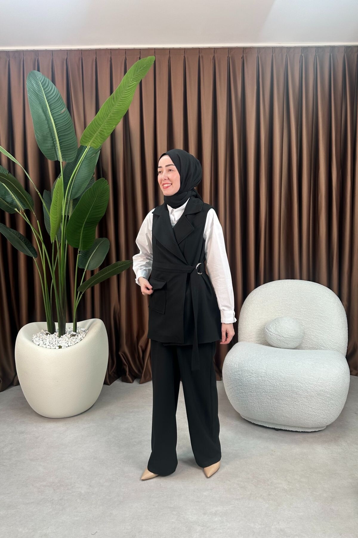 GOFRE YELEKLİ TAKIM 3043 SİYAH