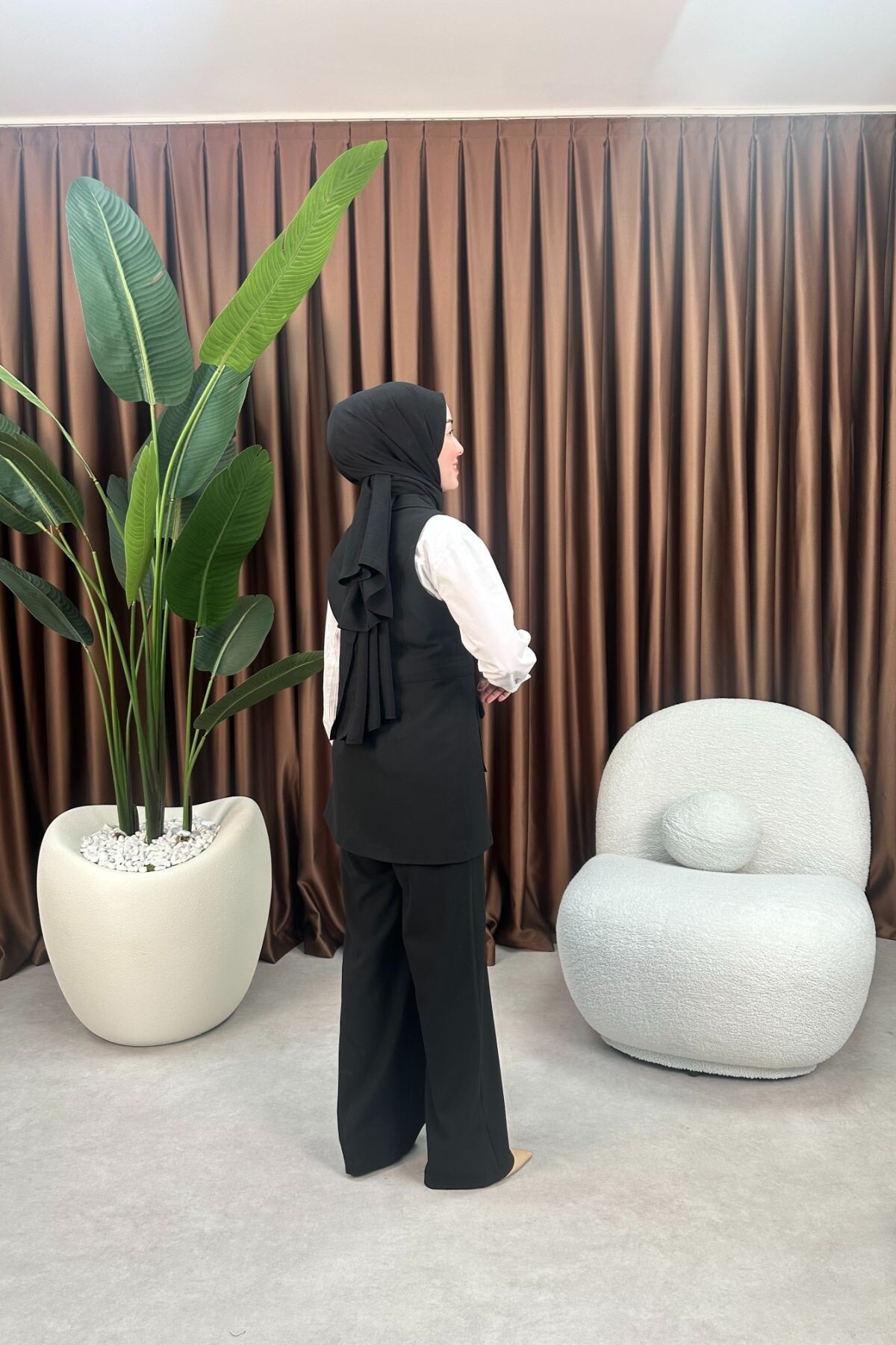 GOFRE YELEKLİ TAKIM 3043 SİYAH