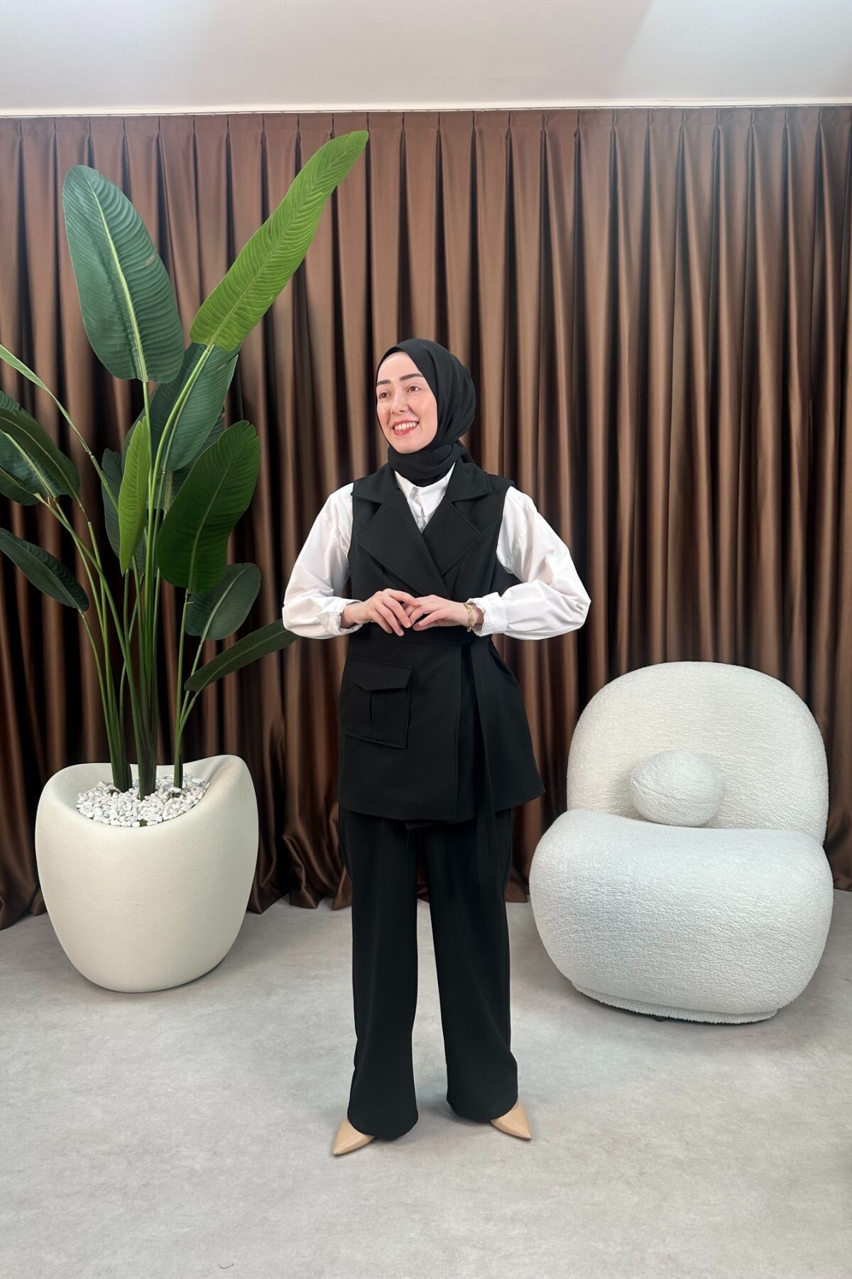 GOFRE YELEKLİ TAKIM 3043 SİYAH