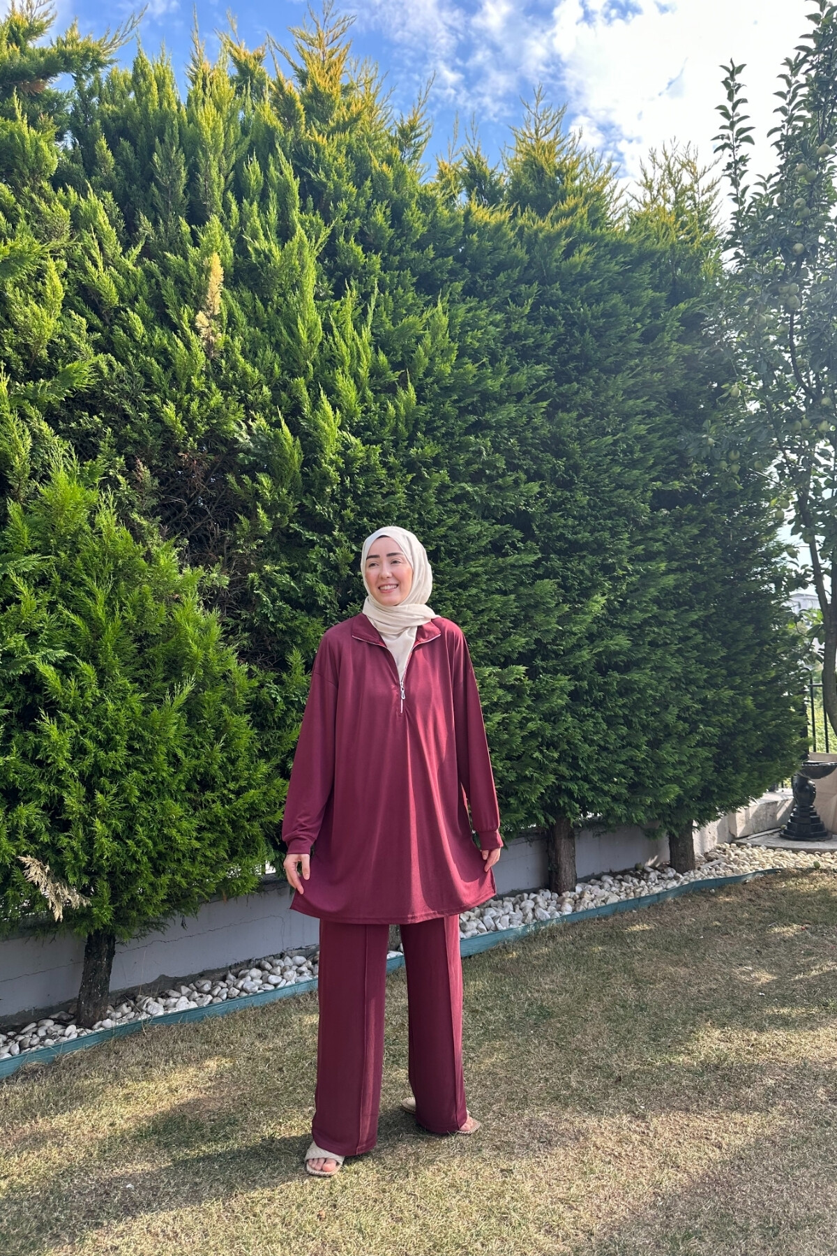 İNCİ MODEL FERMUARLI OYSHO TAKIM BORDO