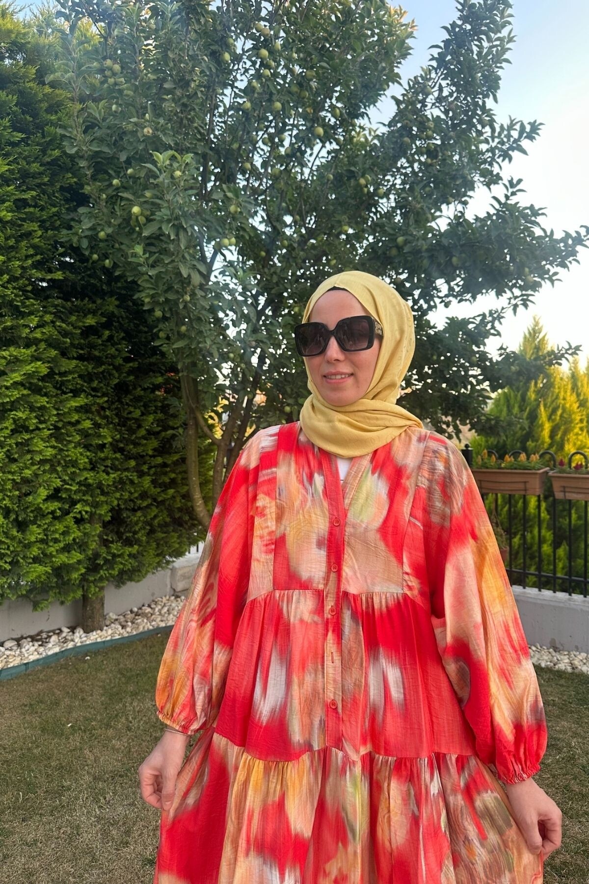 KARANFİL MODEL MANGO KUMAŞ ELBİSE KIRMIZI