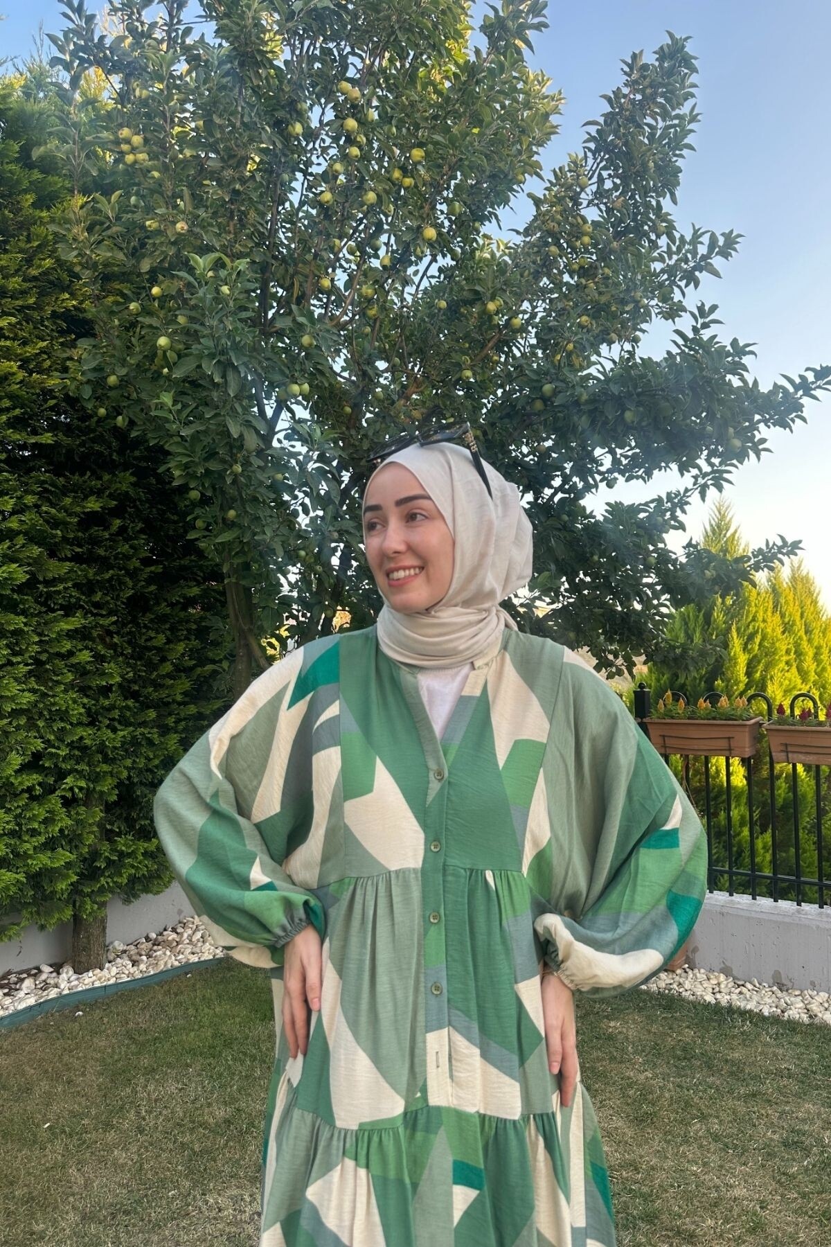 KETEN KARE MODEL ELBİSE HAKİ