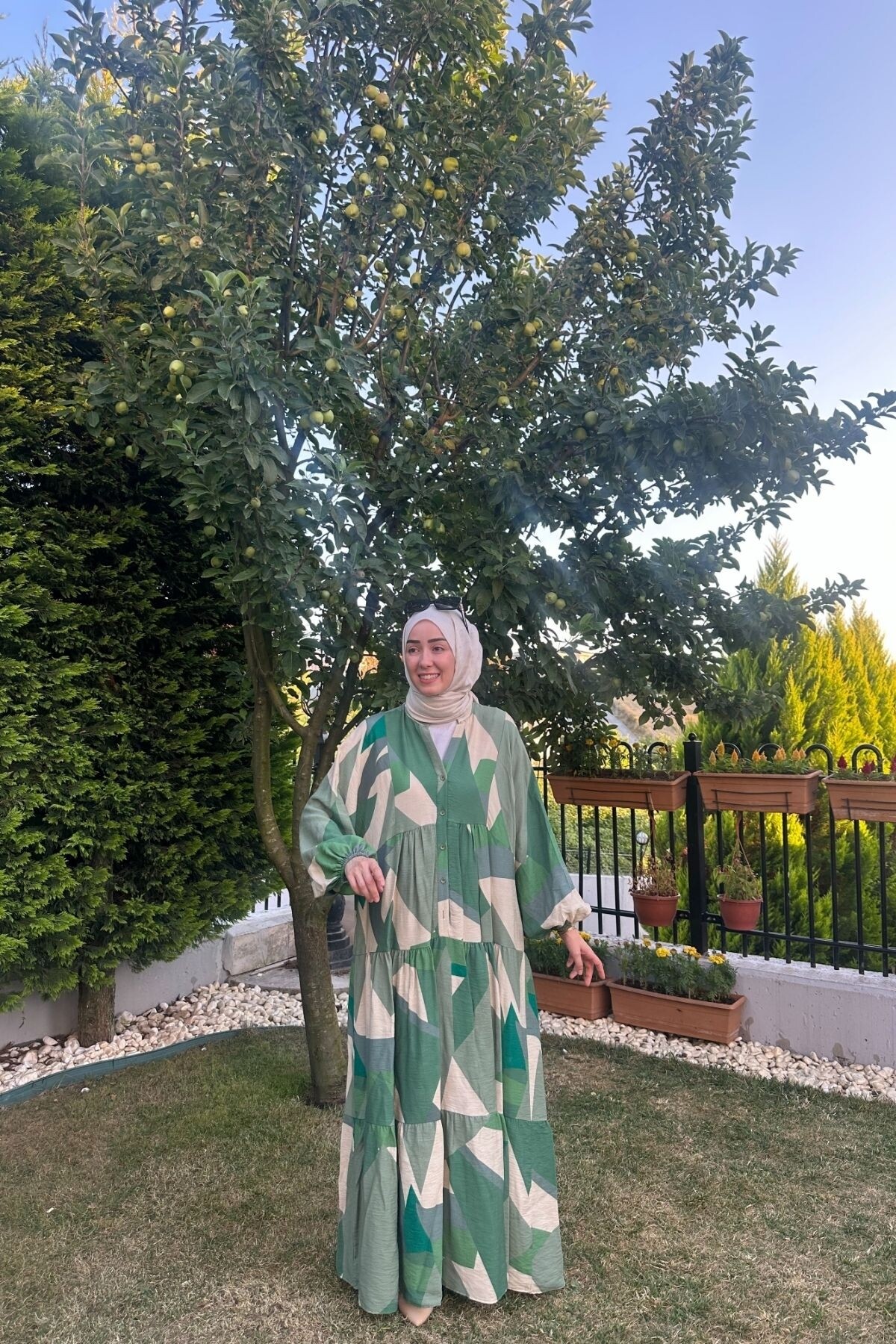 KETEN KARE MODEL ELBİSE HAKİ