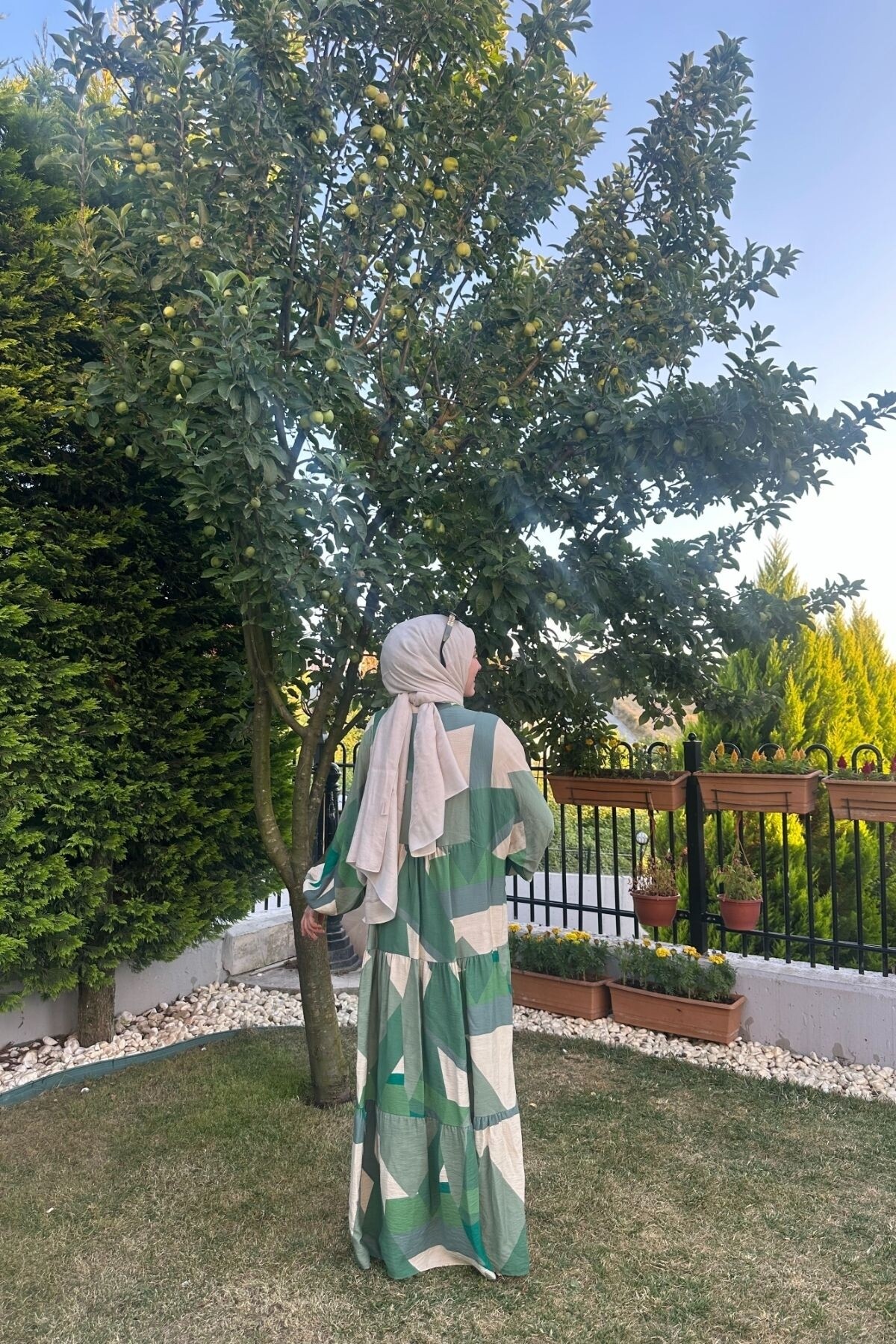 KETEN KARE MODEL ELBİSE HAKİ