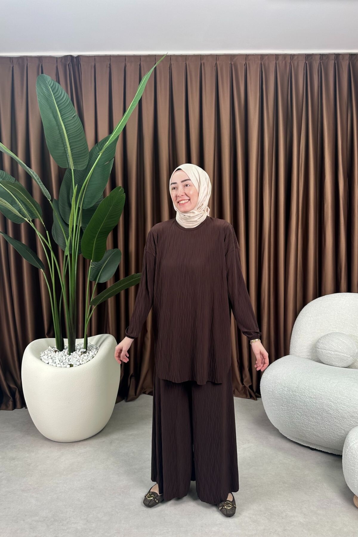 KRAŞLI SANDY PANTALON TAKIM 4202 KAHVE 