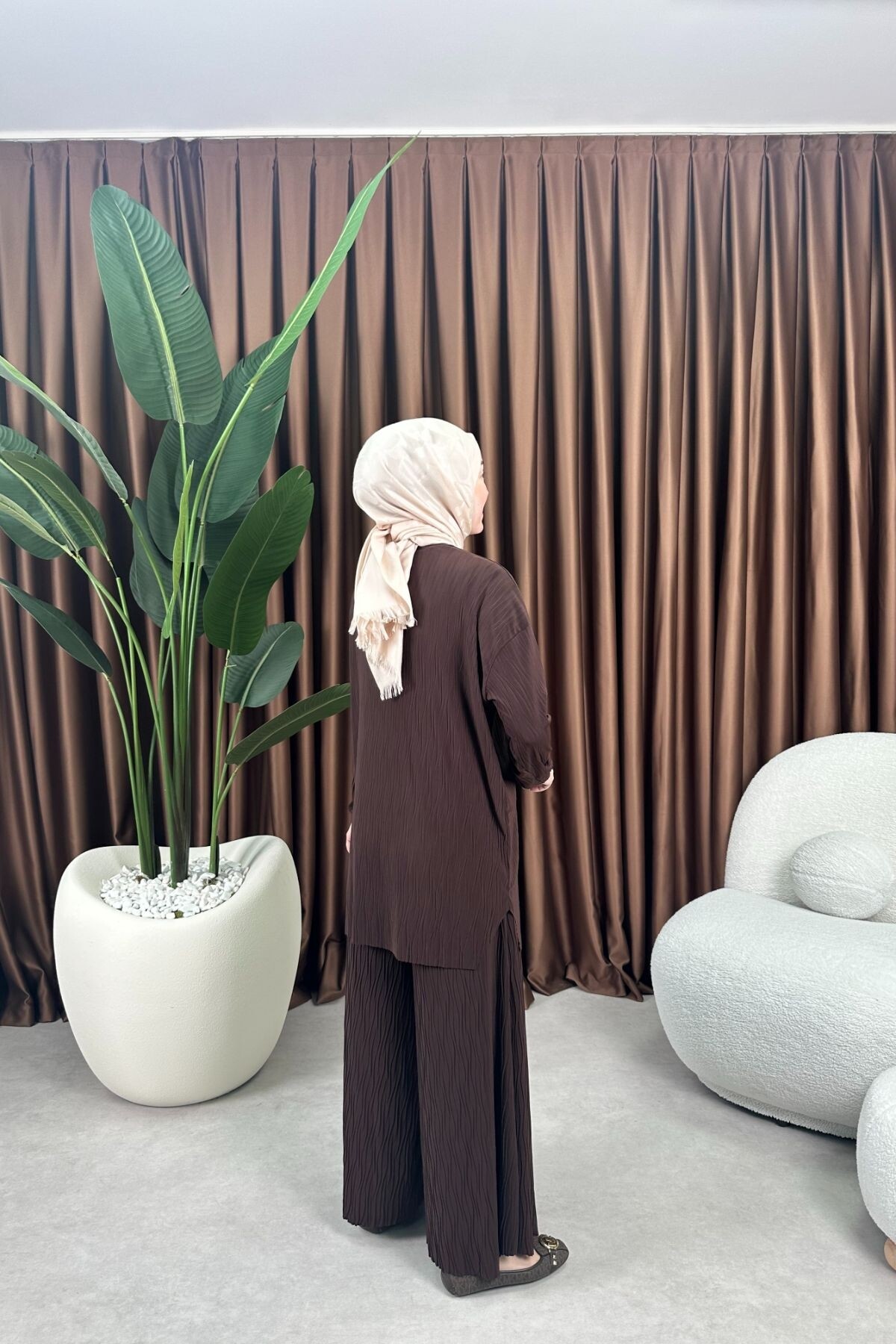 KRAŞLI SANDY PANTALON TAKIM 4202 KAHVE 