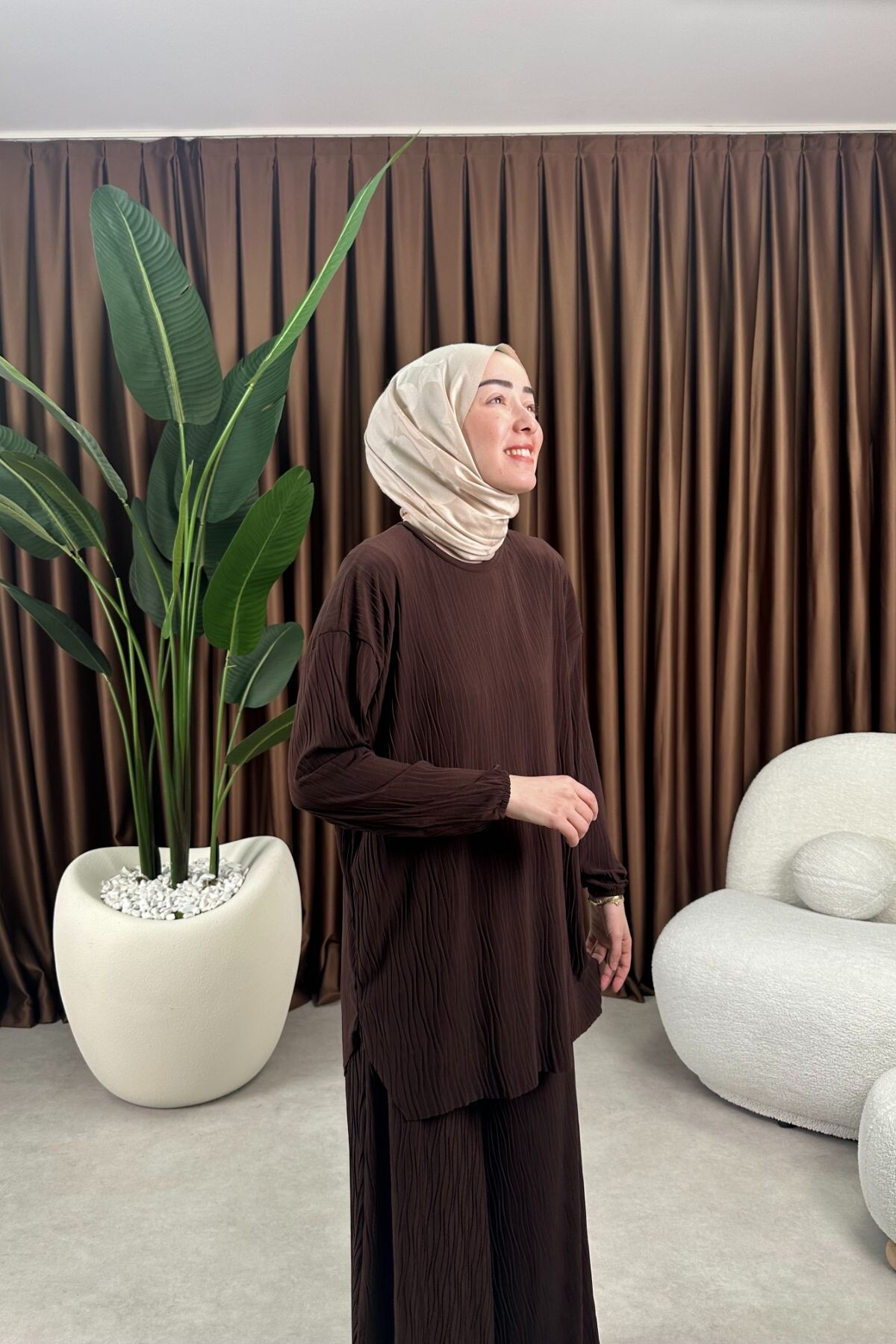 KRAŞLI SANDY PANTALON TAKIM 4202 KAHVE 