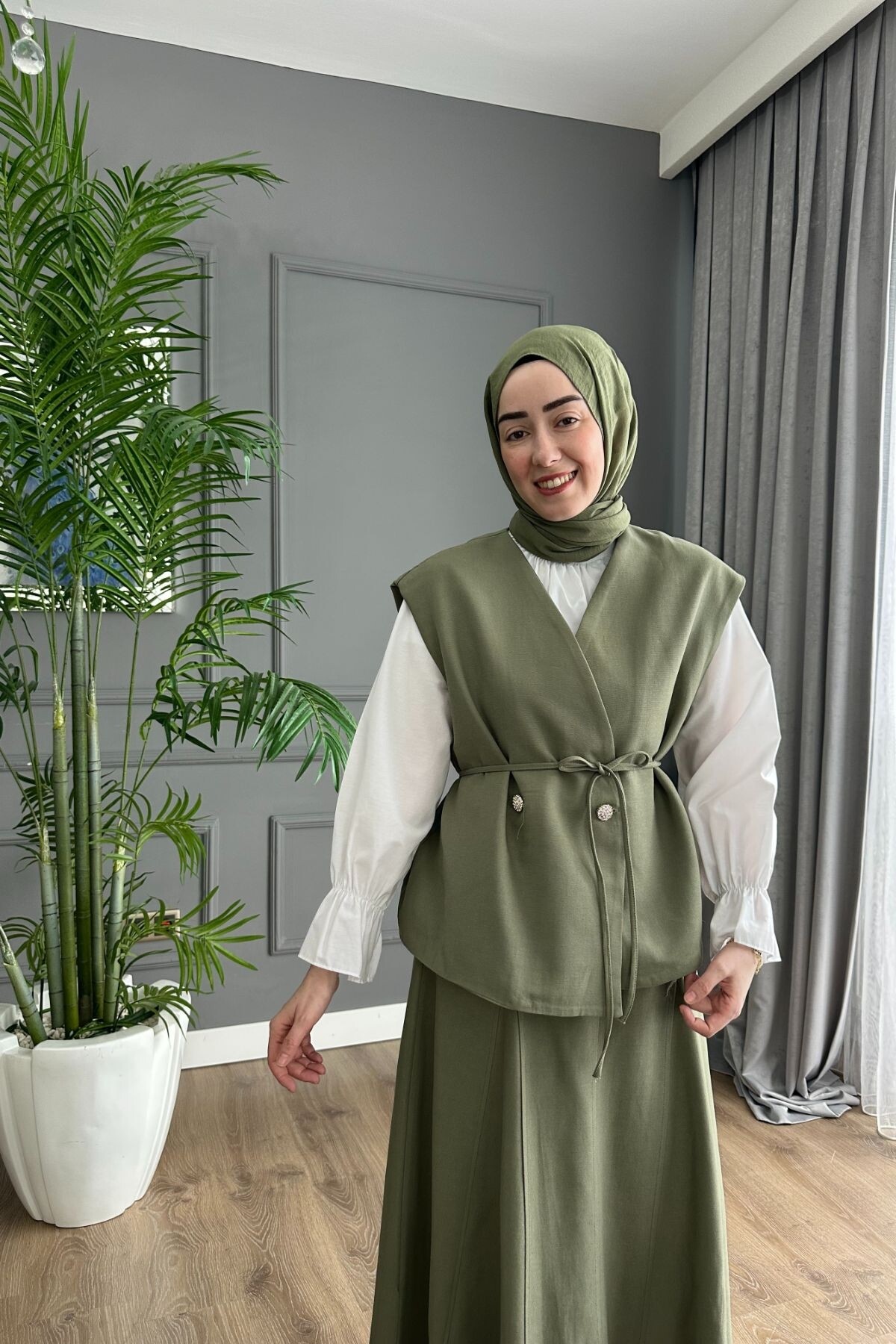 KRİSTAL YELEK TAKIM 3044 HAKİ