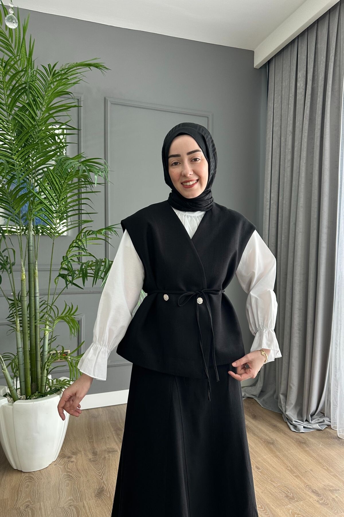 KRİSTAL YELEK TAKIM 3044 SİYAH