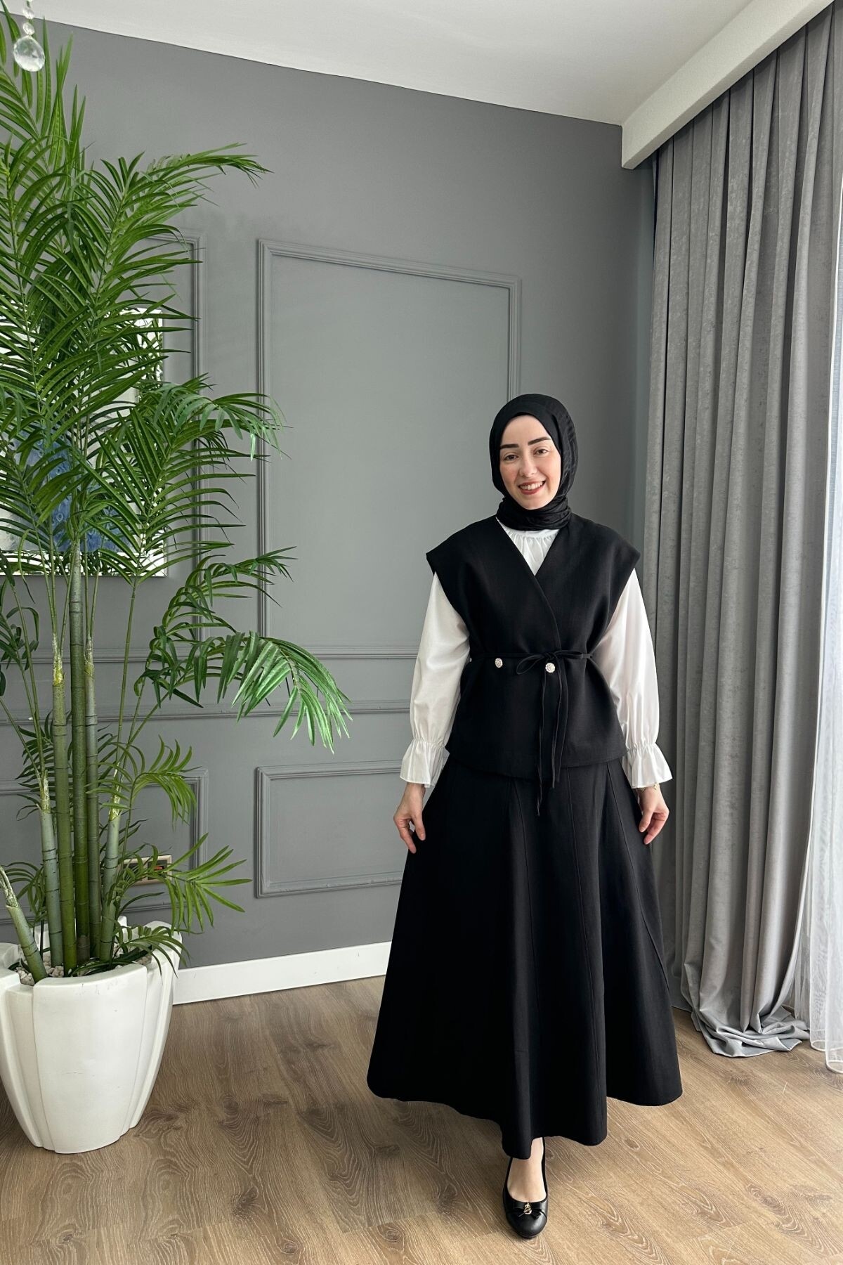 KRİSTAL YELEK TAKIM 3044 SİYAH