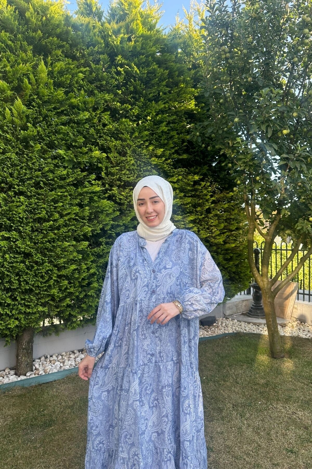 LAVANTA MODEL MANGO KUMAŞ ELBİSE MAVİ