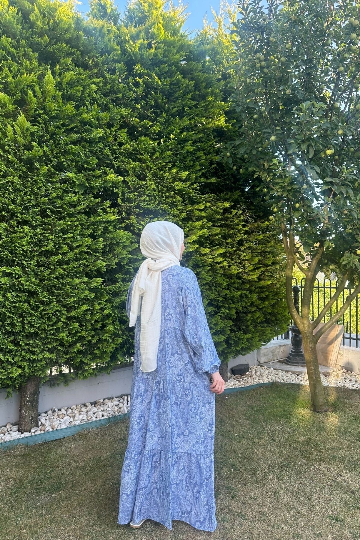 LAVANTA MODEL MANGO KUMAŞ ELBİSE MAVİ