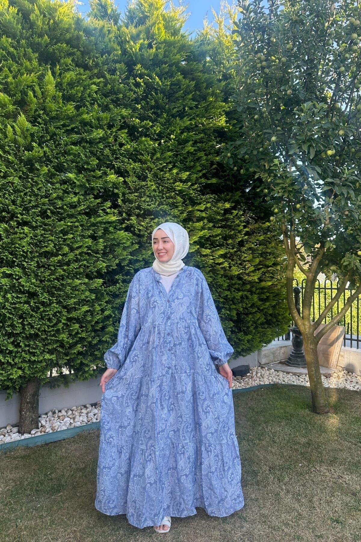 LAVANTA MODEL MANGO KUMAŞ ELBİSE MAVİ