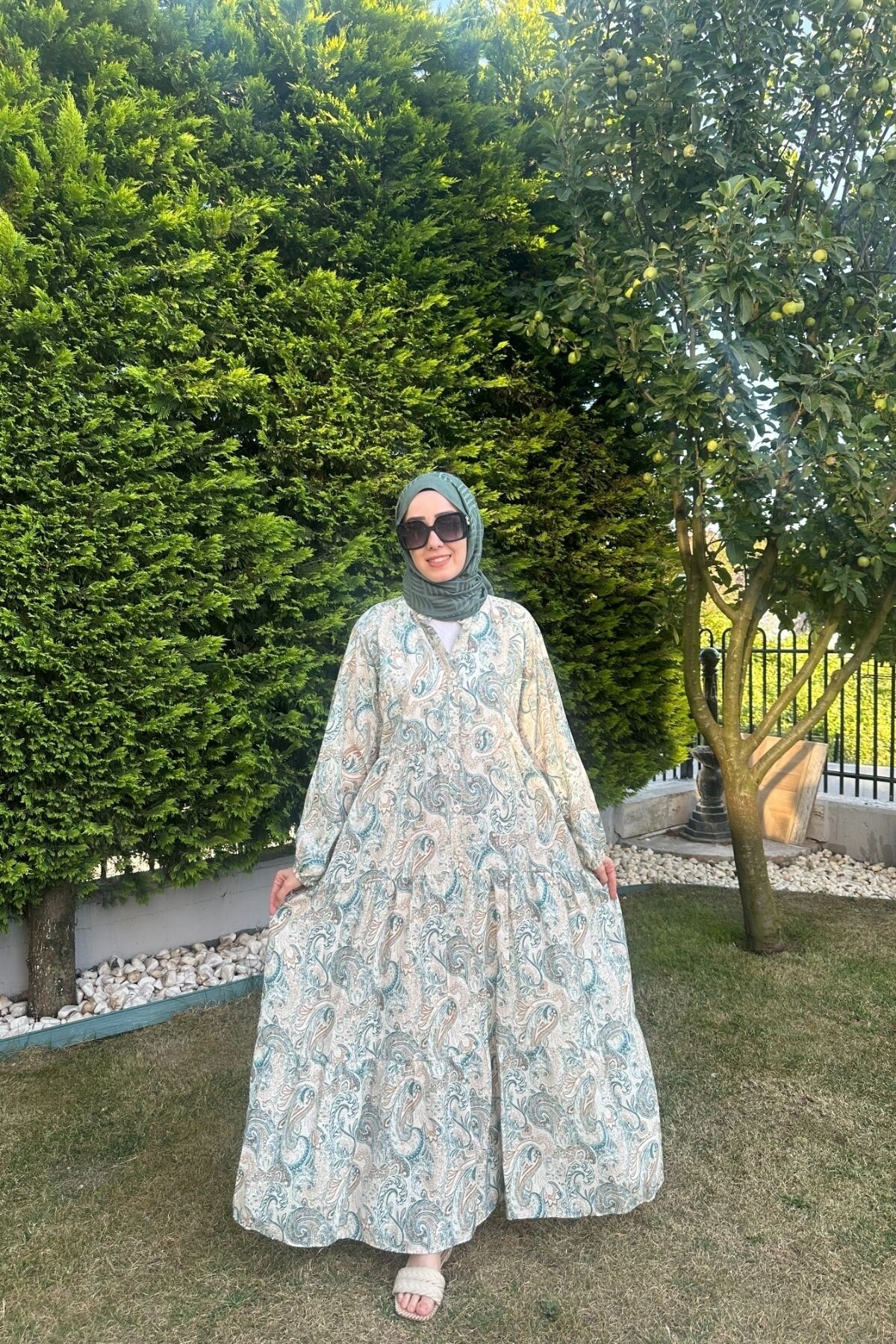 LAVANTA MODEL MANGO KUMAŞ ELBİSE YEŞİL