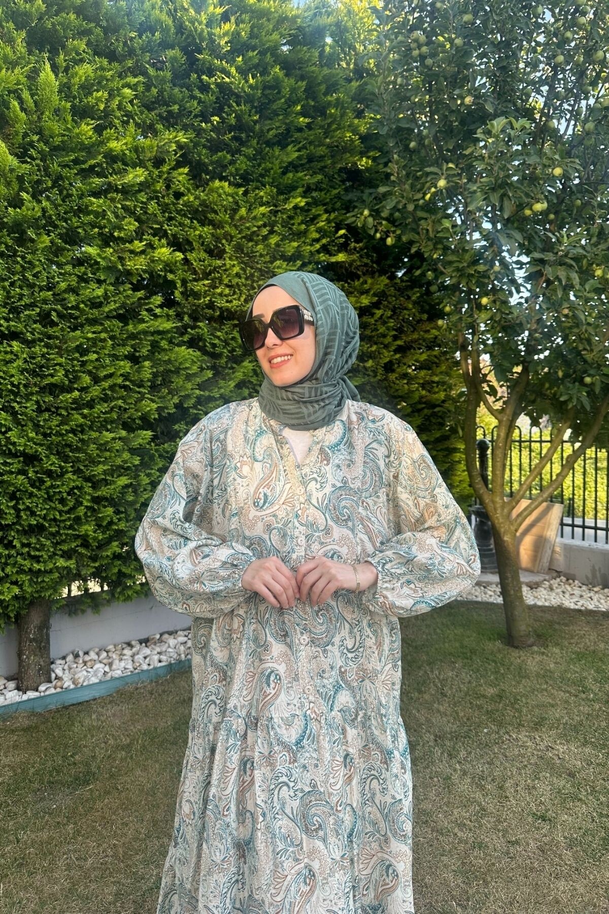 LAVANTA MODEL MANGO KUMAŞ ELBİSE YEŞİL