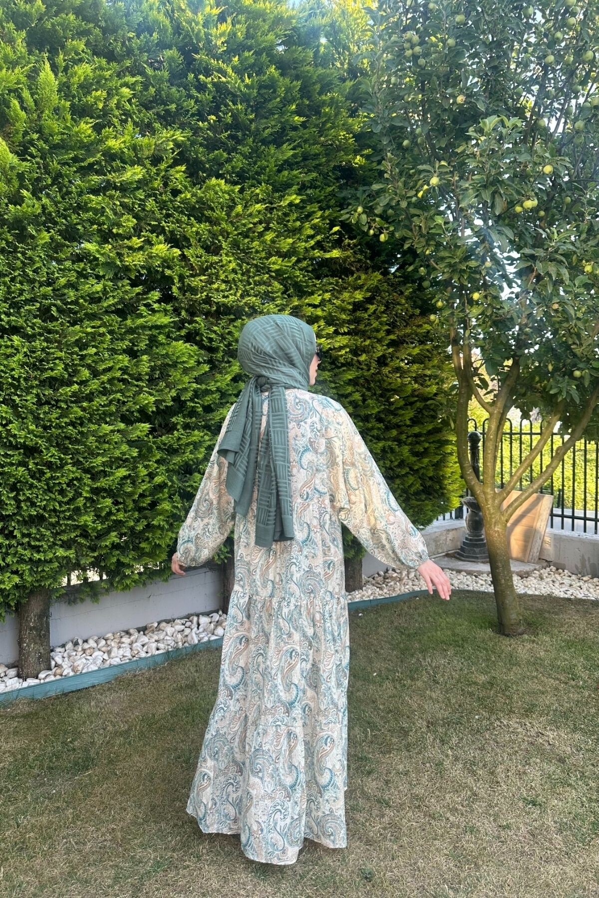 LAVANTA MODEL MANGO KUMAŞ ELBİSE YEŞİL