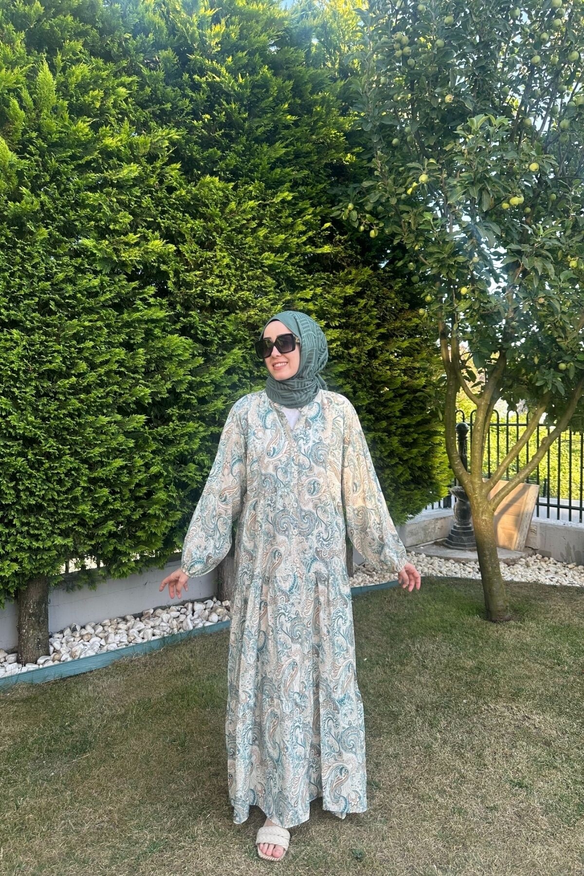 LAVANTA MODEL MANGO KUMAŞ ELBİSE YEŞİL