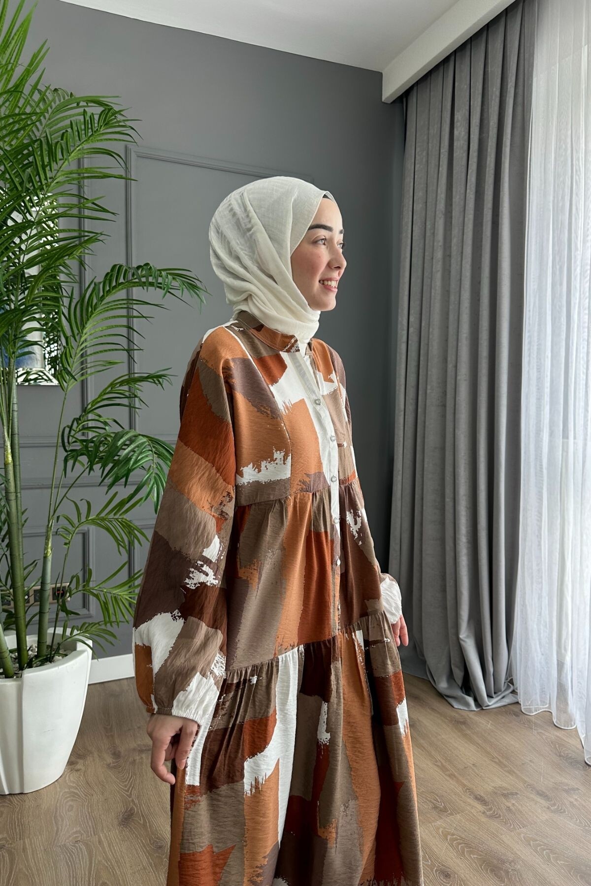 LENA MODEL MODAL KUMAŞ  ELBİSE KAHVE ÖN SİPARİŞ